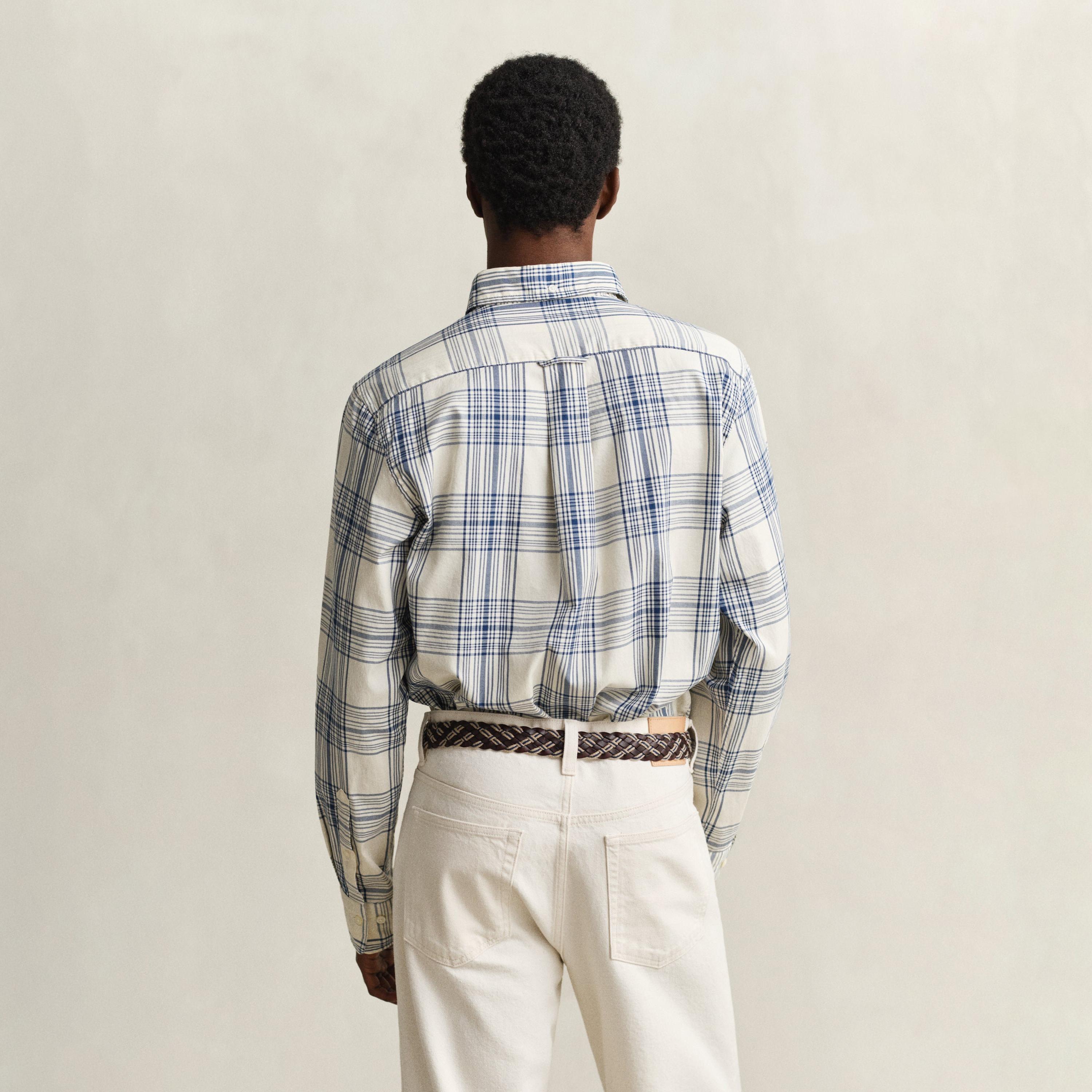 Gant Checked Regular Fit Long Sleeves Oxford Button-Down Collar Men's Shirt-men-clothing-shirts-image-4
