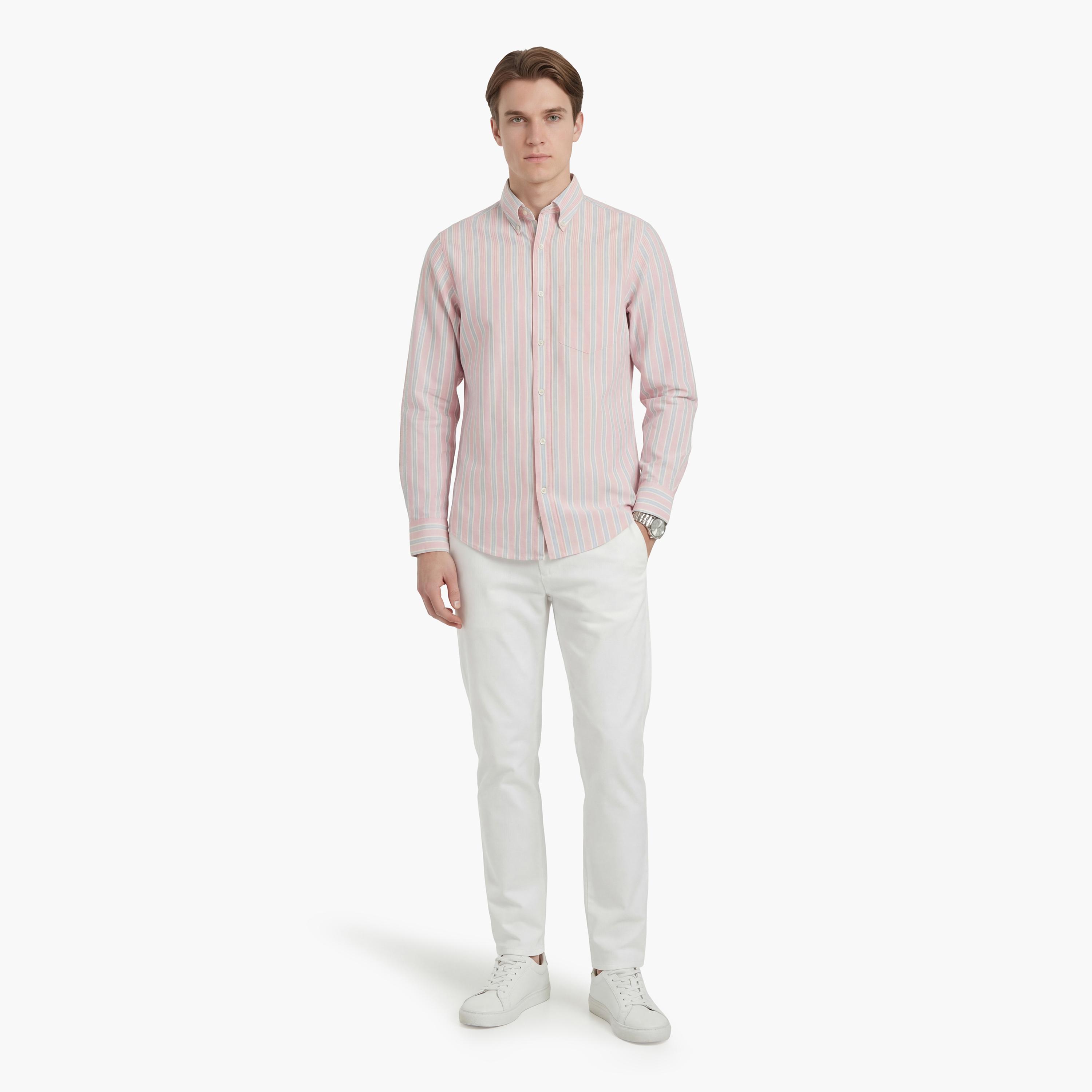 قميص رجالي مخطط بقصّة عادية وأزرار وأكمام طويلة من جانت-men-clothing-shirts-image-14
