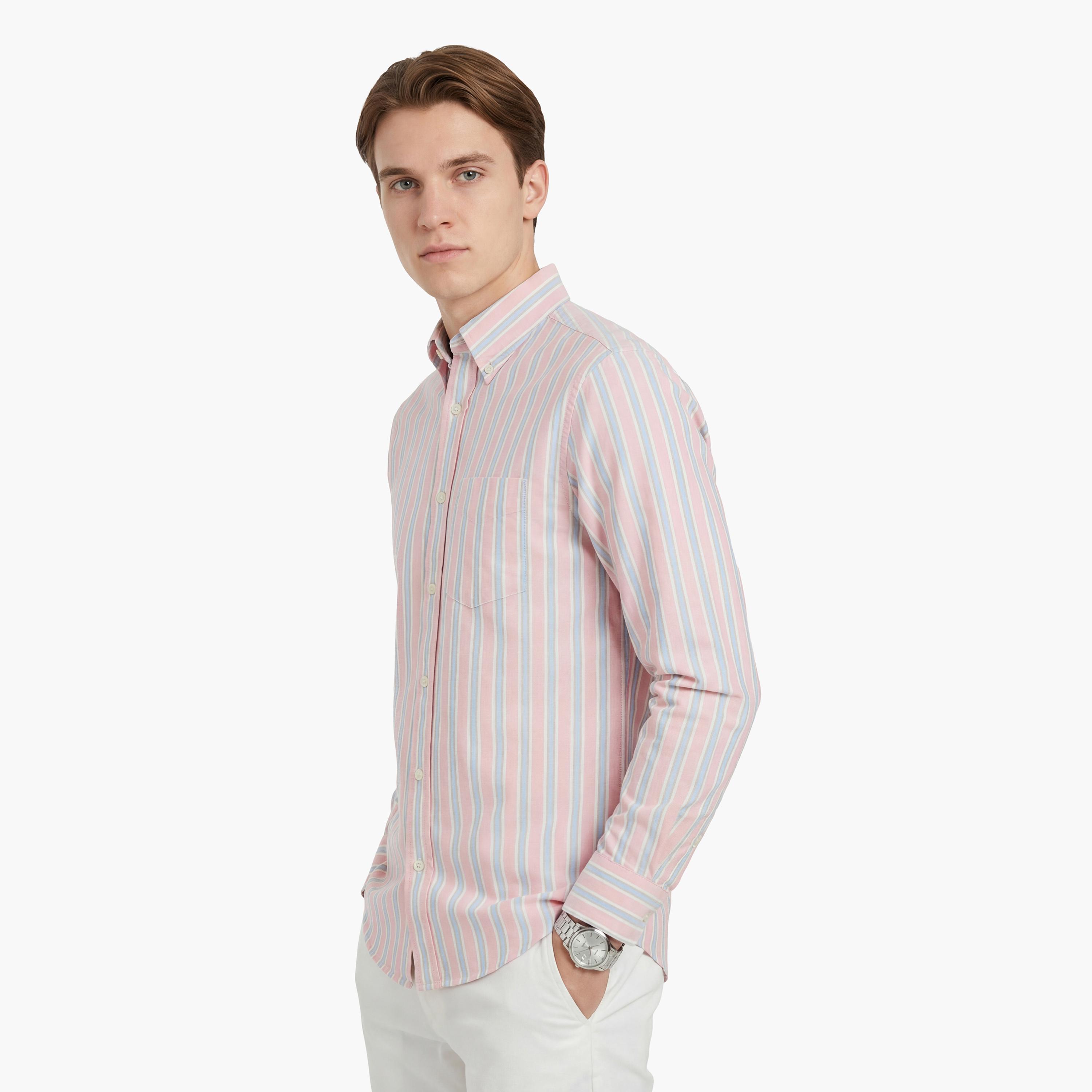 قميص رجالي مخطط بقصّة عادية وأزرار وأكمام طويلة من جانت-men-clothing-shirts-image-15