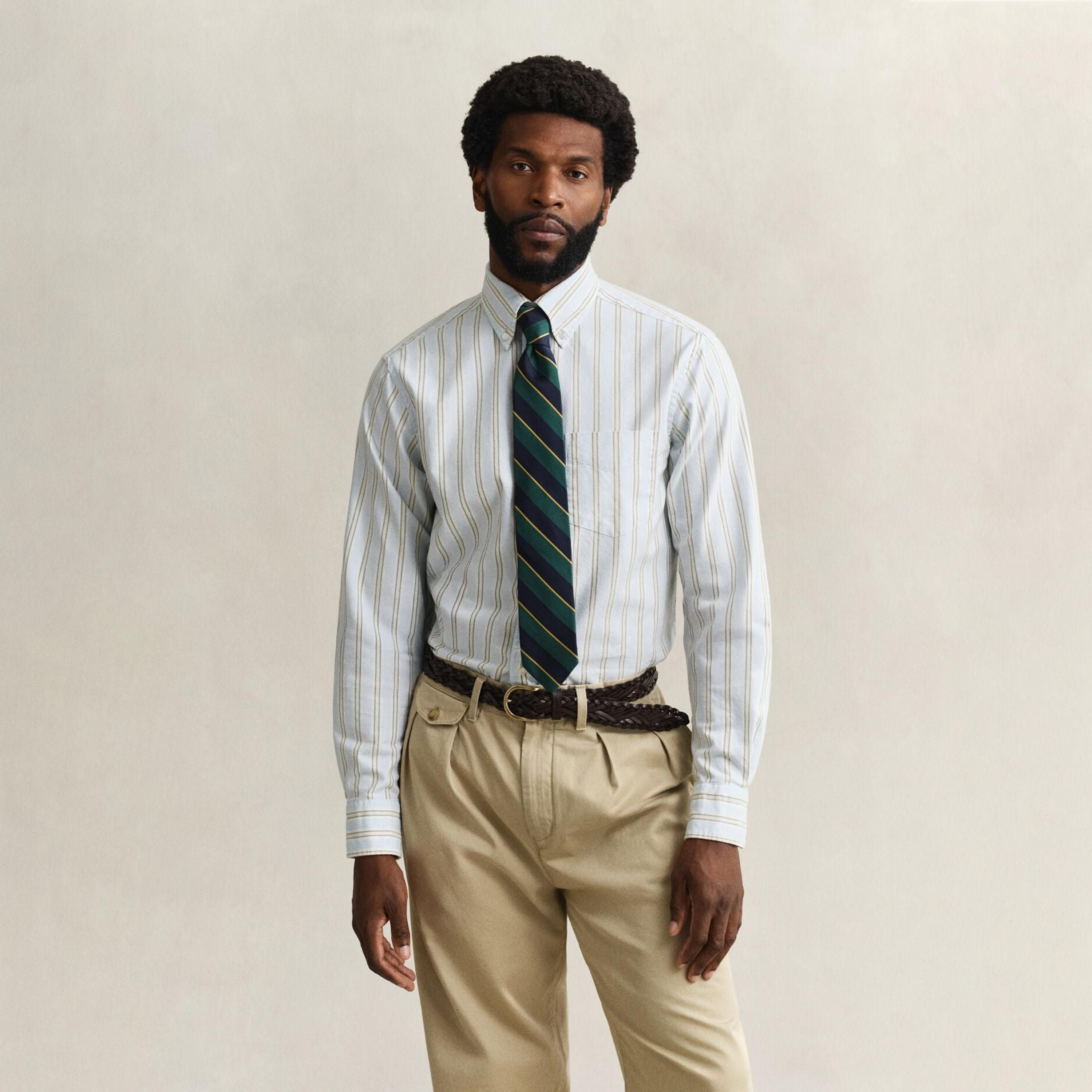 قميص رجالي مخطط بقصّة عادية وأزرار وأكمام طويلة من جانت-men-clothing-shirts-image-9