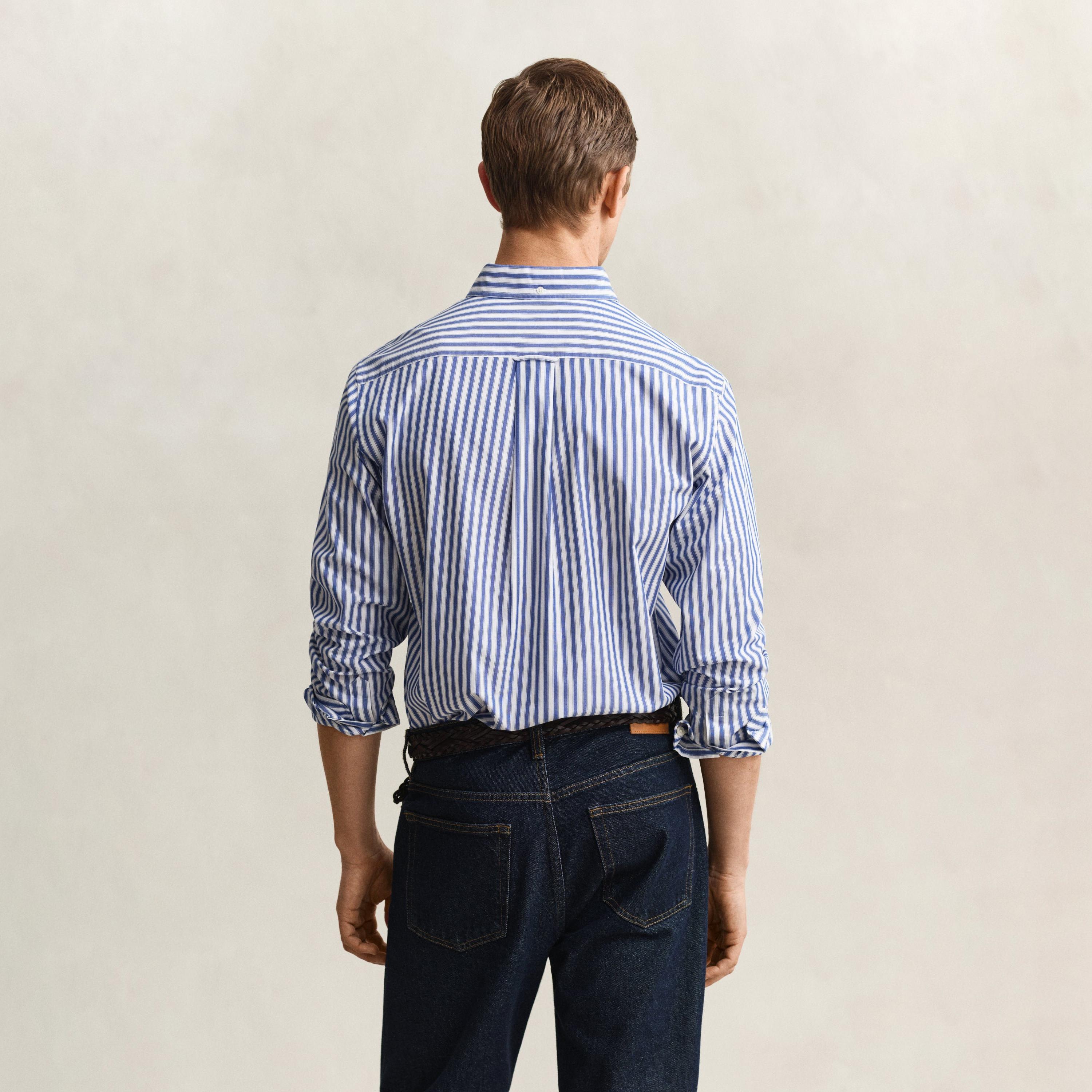 قميص رجالي مخطط بقصّة عادية وأزرار وأكمام طويلة من جانت-men-clothing-shirts-image-10