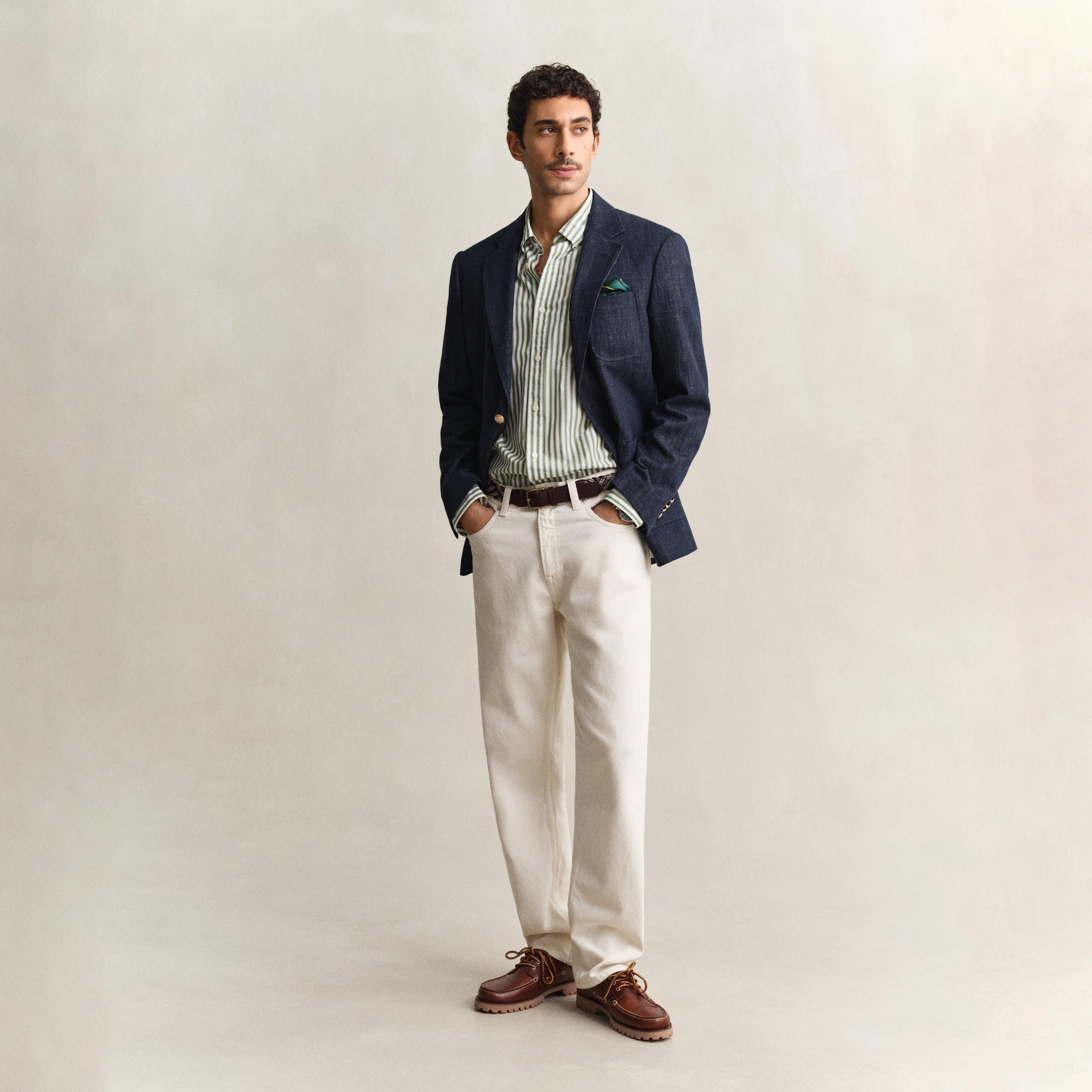 قميص رجالي مخطط بقصّة عادية وأزرار وأكمام طويلة من جانت-men-clothing-shirts-image-2