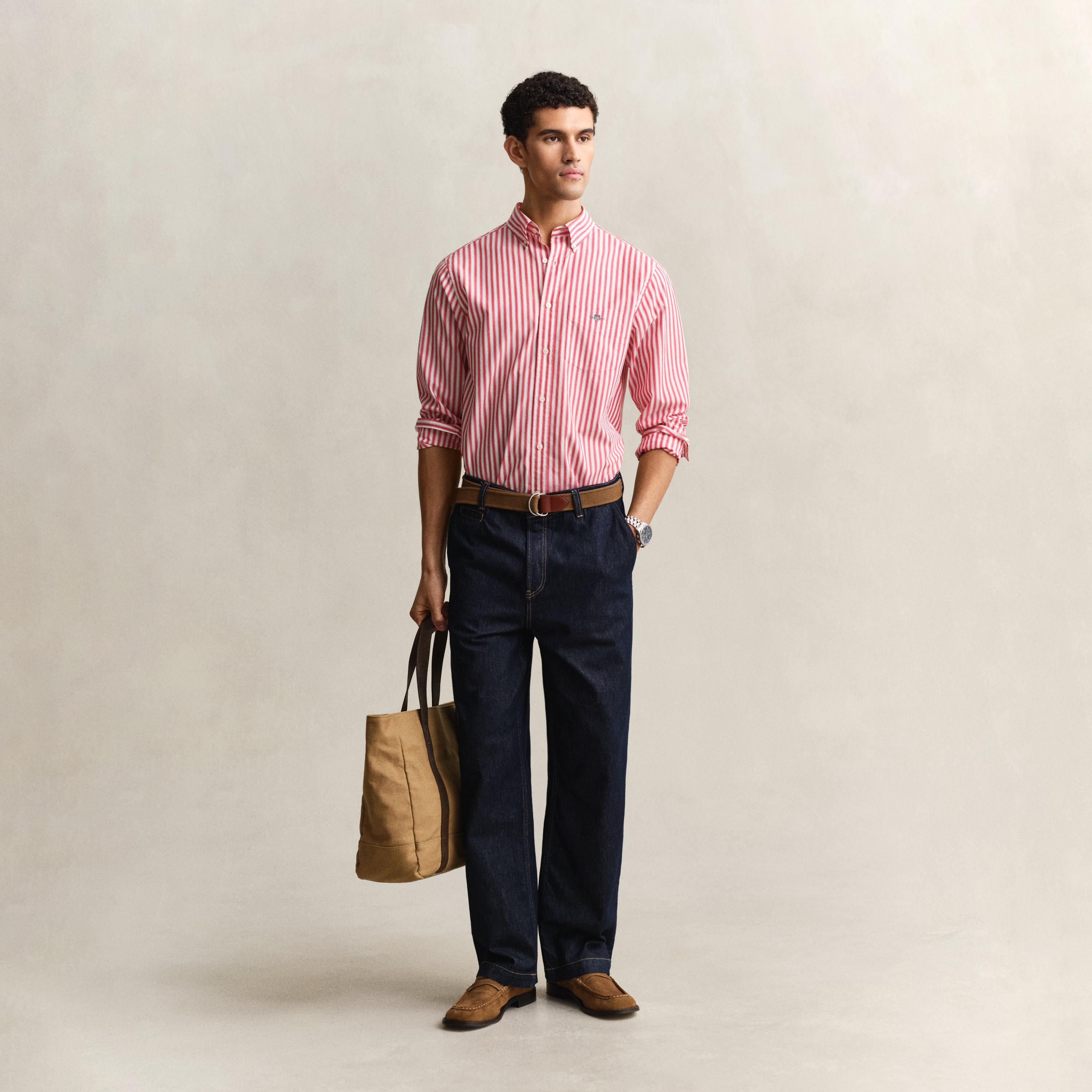 قميص رجالي مخطط بقصّة عادية وأزرار وأكمام طويلة من جانت-men-clothing-shirts-image-21