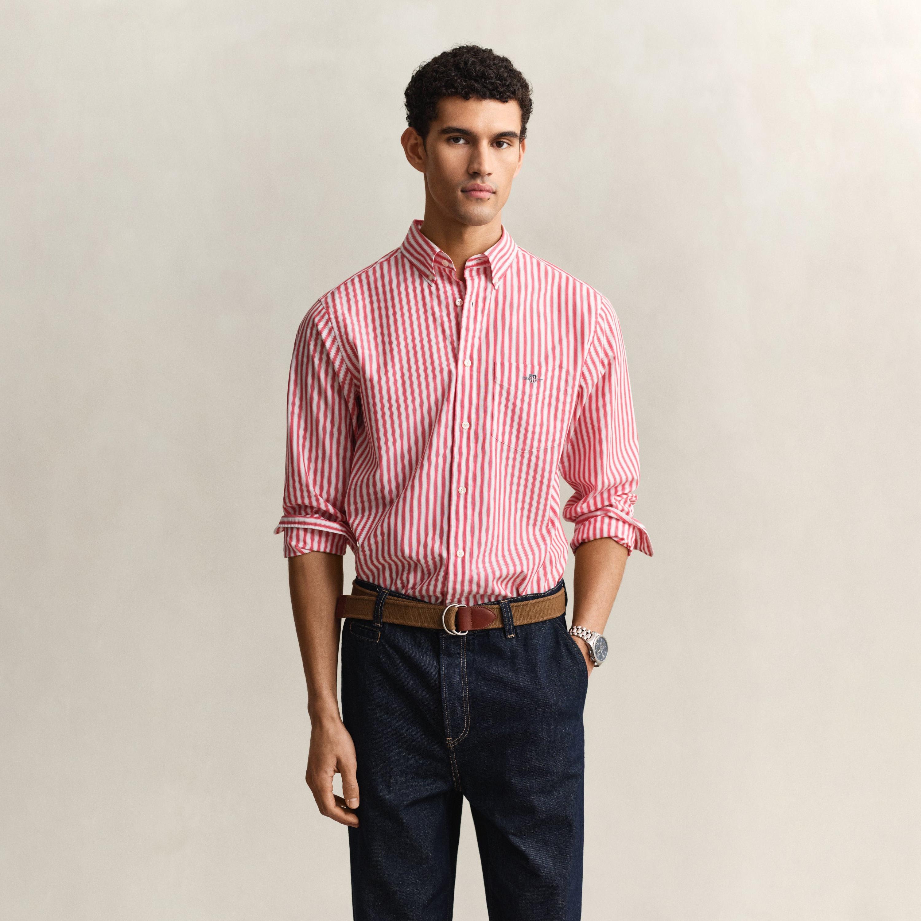 قميص رجالي مخطط بقصّة عادية وأزرار وأكمام طويلة من جانت-men-clothing-shirts-image-23