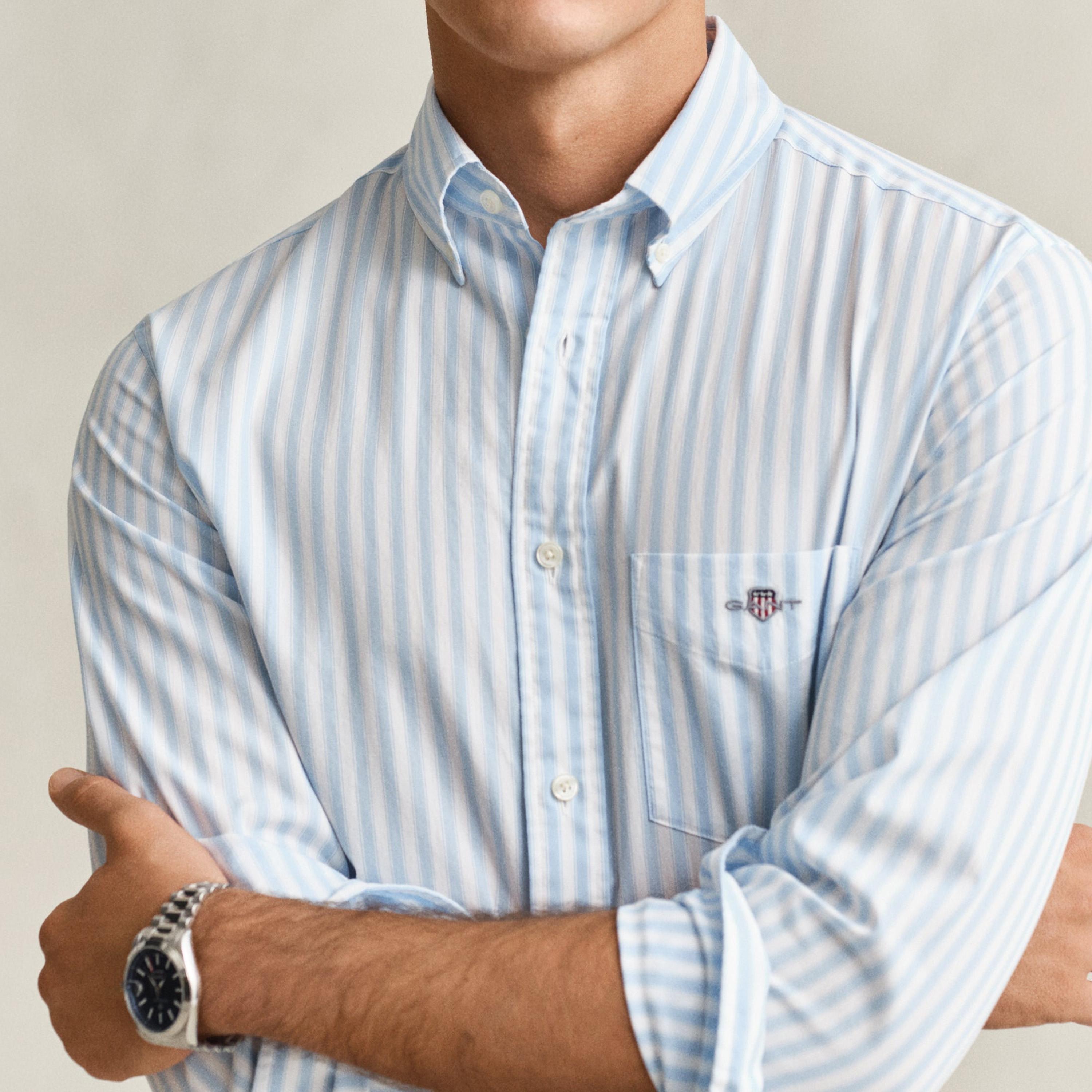 قميص رجالي مخطط بقصّة عادية وأزرار وأكمام طويلة من جانت-men-clothing-shirts-image-14