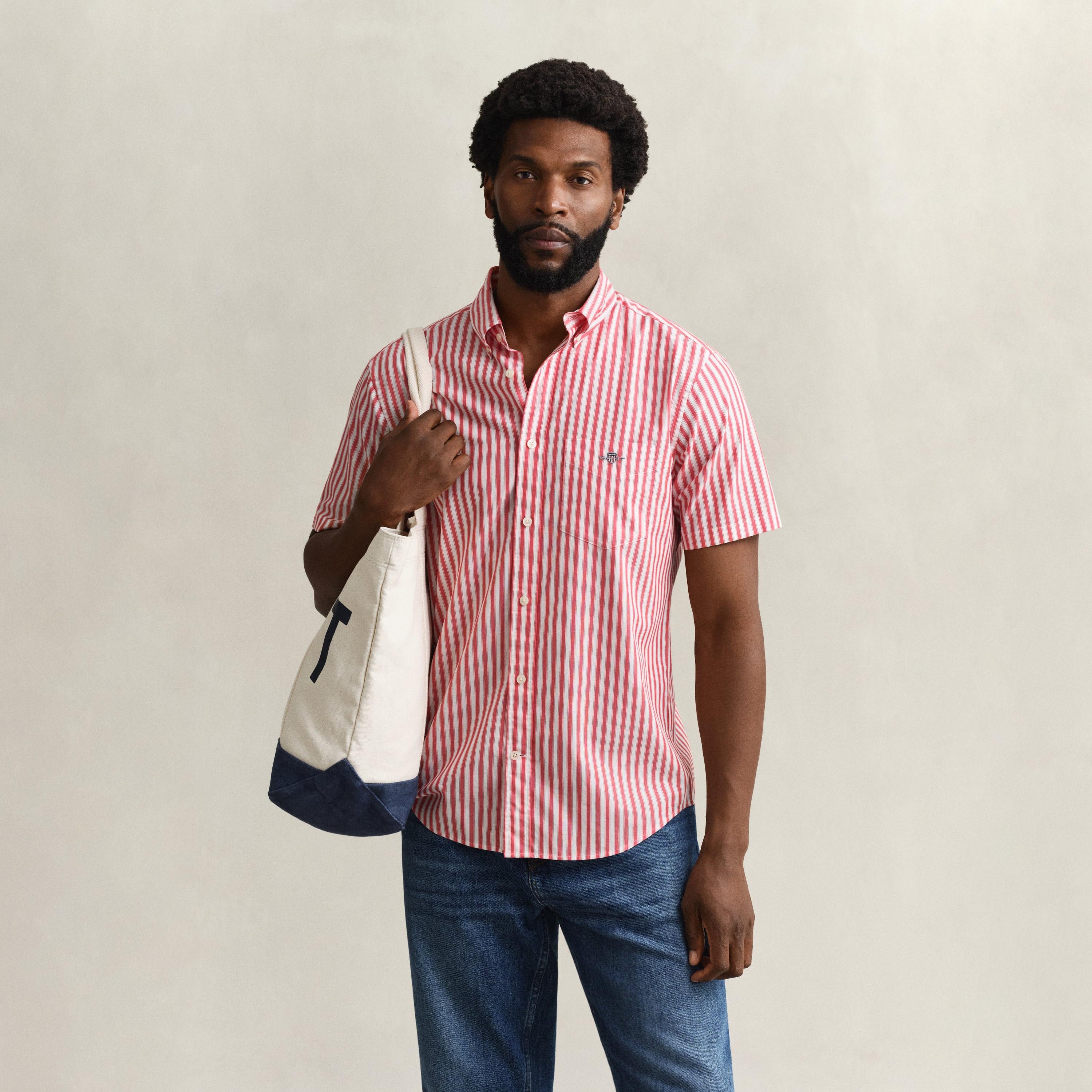 قميص رجالي بقصة عادية بياقة وأزرار سفلية مخططة وأكمام قصيرة من جانت.-men-clothing-shirts-image-19