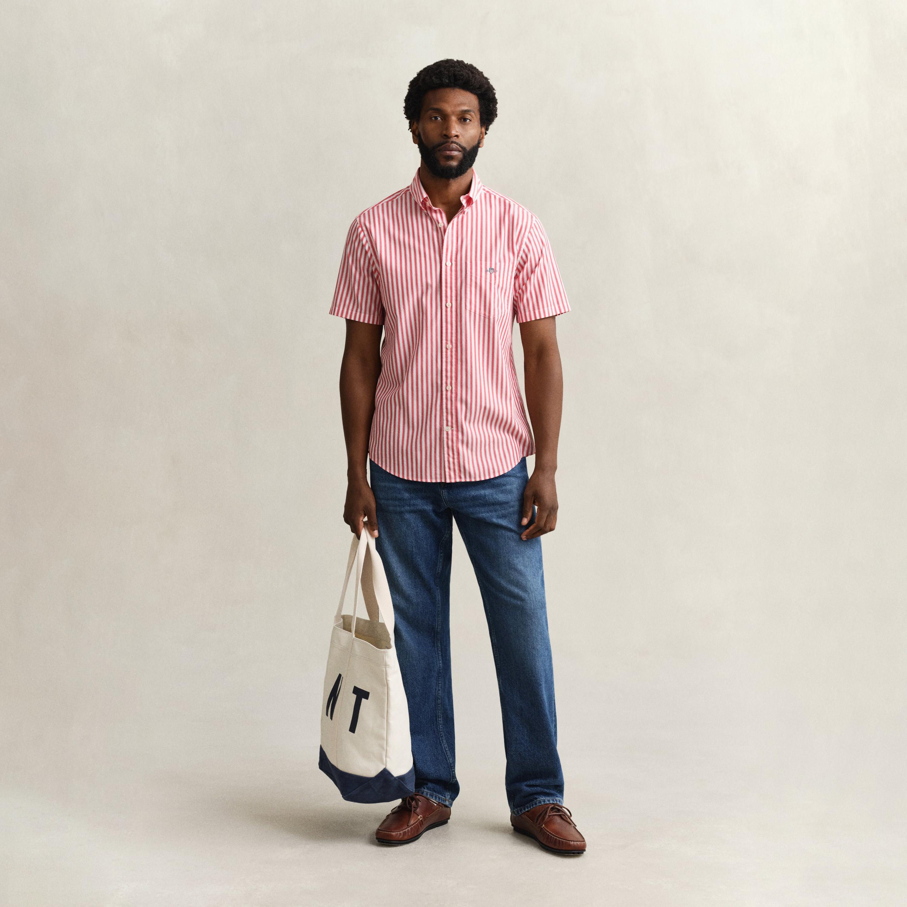 قميص رجالي بقصة عادية بياقة وأزرار سفلية مخططة وأكمام قصيرة من جانت.-men-clothing-shirts-image-21
