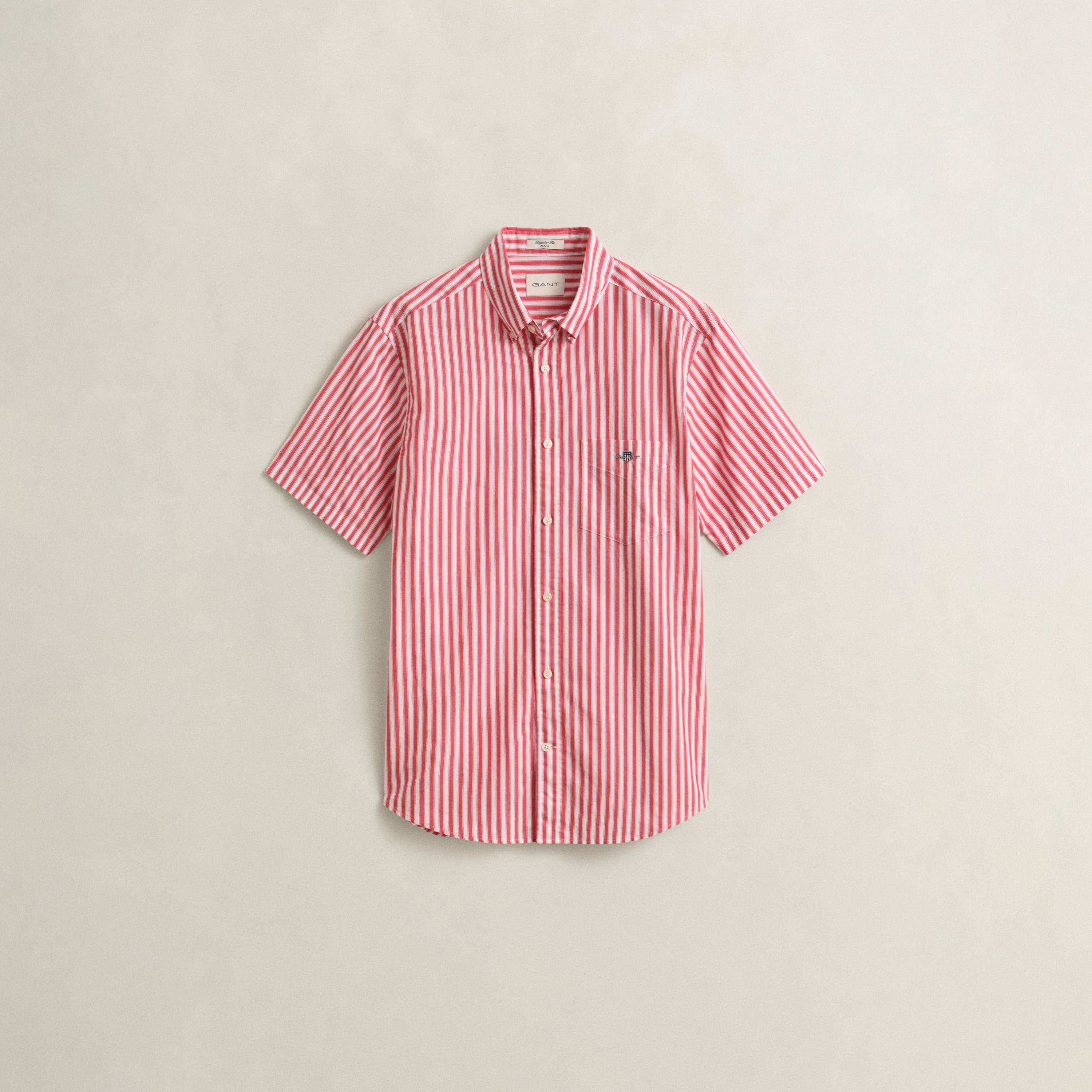 قميص رجالي بقصة عادية بياقة وأزرار سفلية مخططة وأكمام قصيرة من جانت.-men-clothing-shirts-image-24
