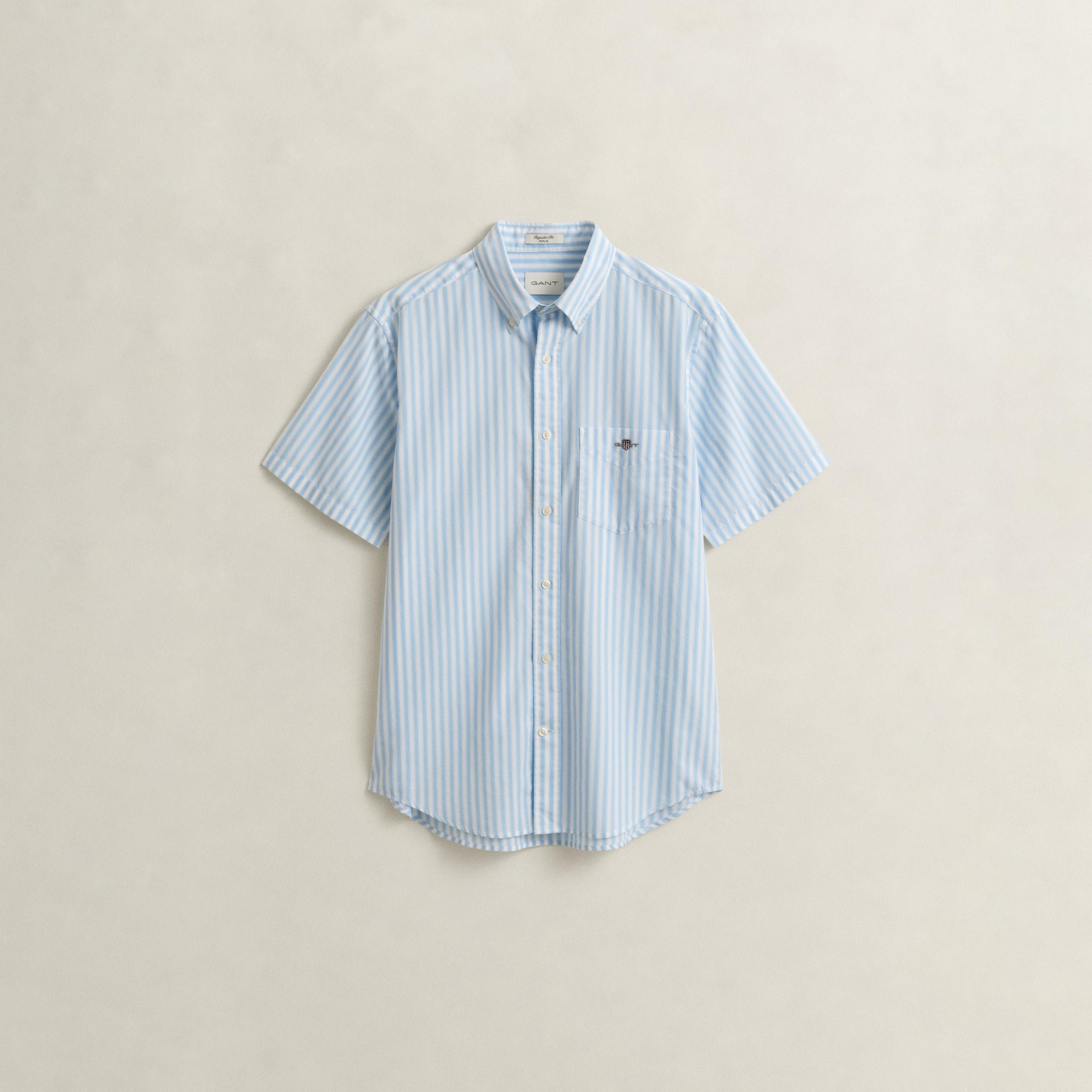 قميص رجالي بقصة عادية بياقة وأزرار سفلية مخططة وأكمام قصيرة من جانت.-men-clothing-shirts-image-18