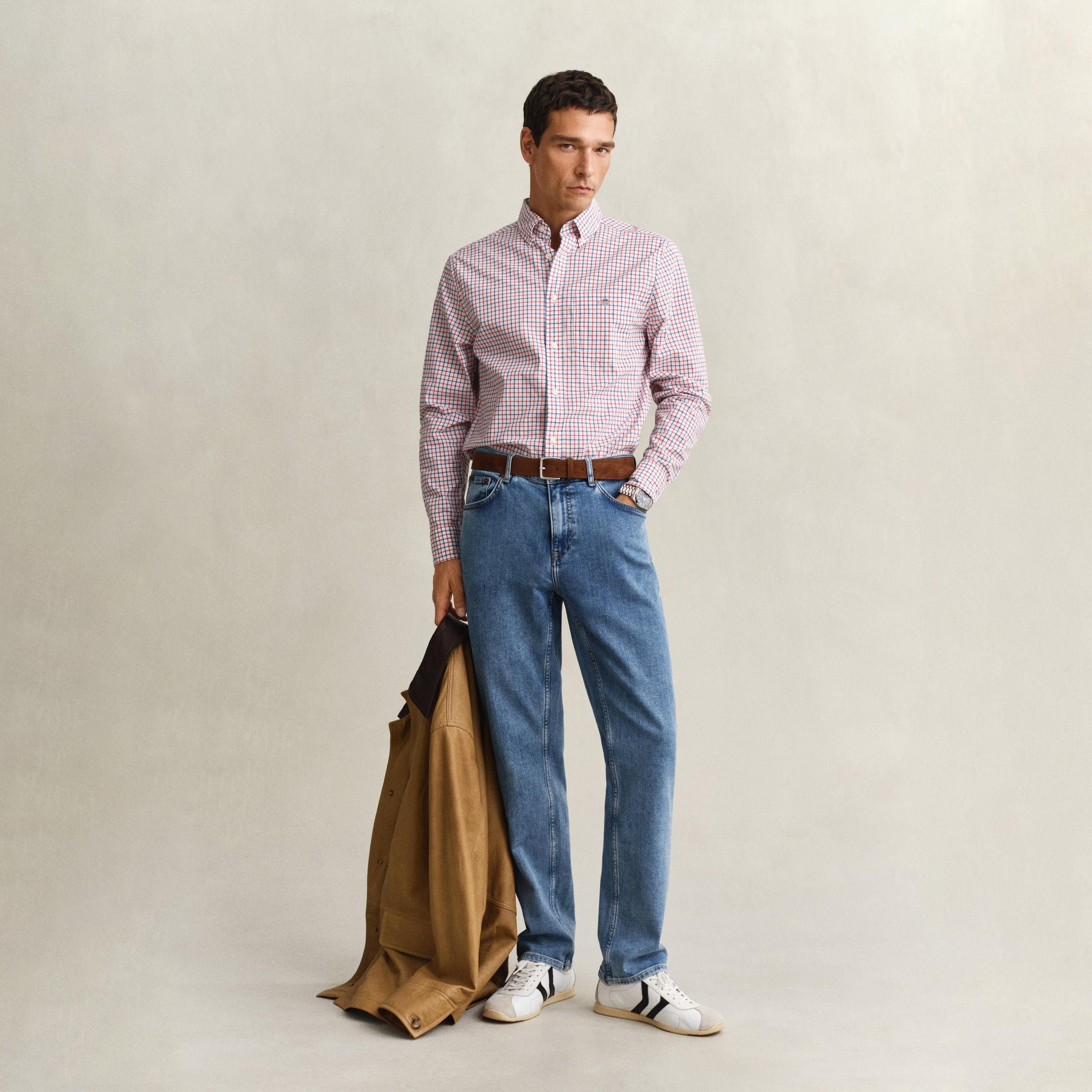 قميص رجالي بقصّة عادية وأكمام طويلة وياقة بأزرار من جانت-men-clothing-shirts-image-8