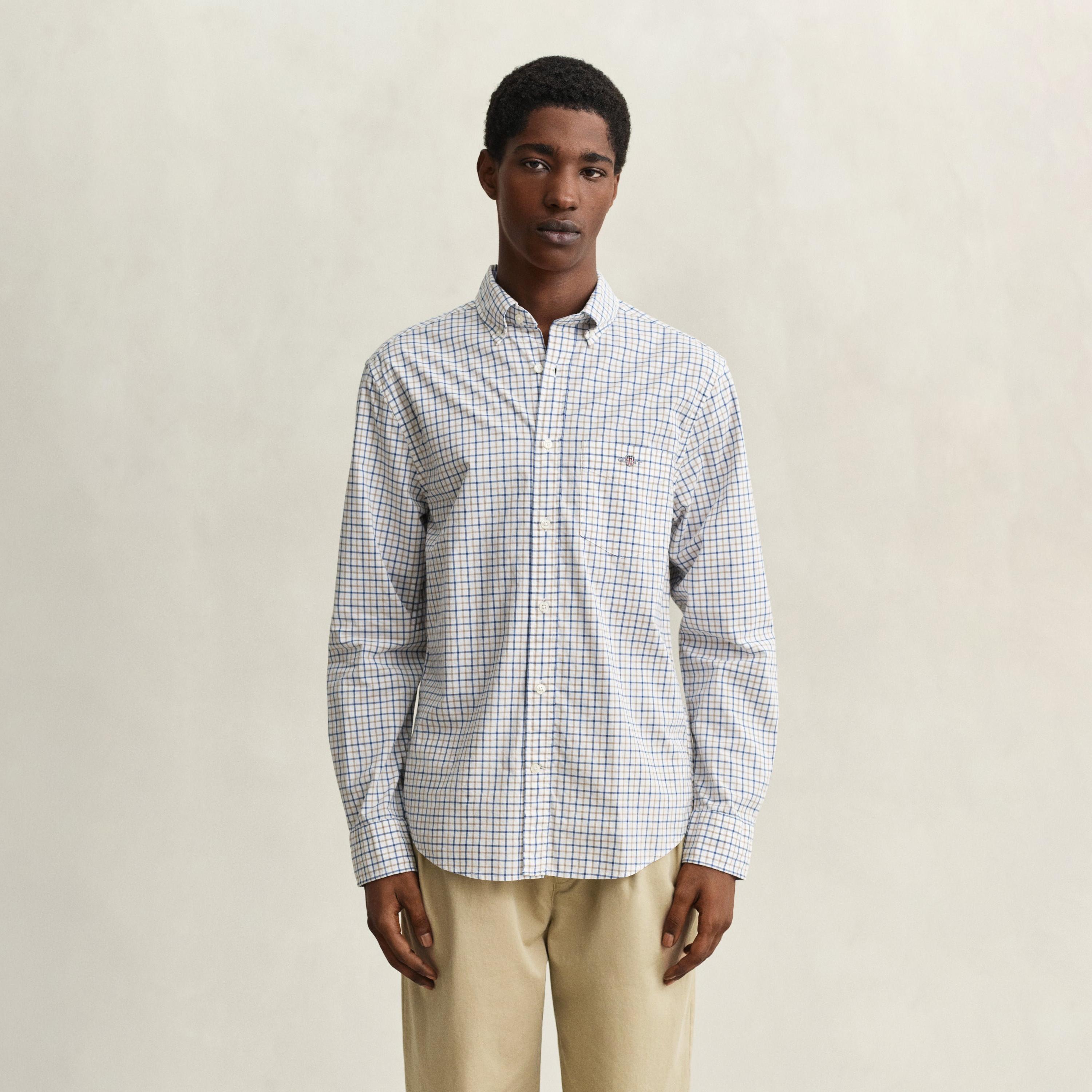 Gant Checked Regular Fit Long Sleeves Button-Down Collar Men's Shirt-men-clothing-shirts-image-1