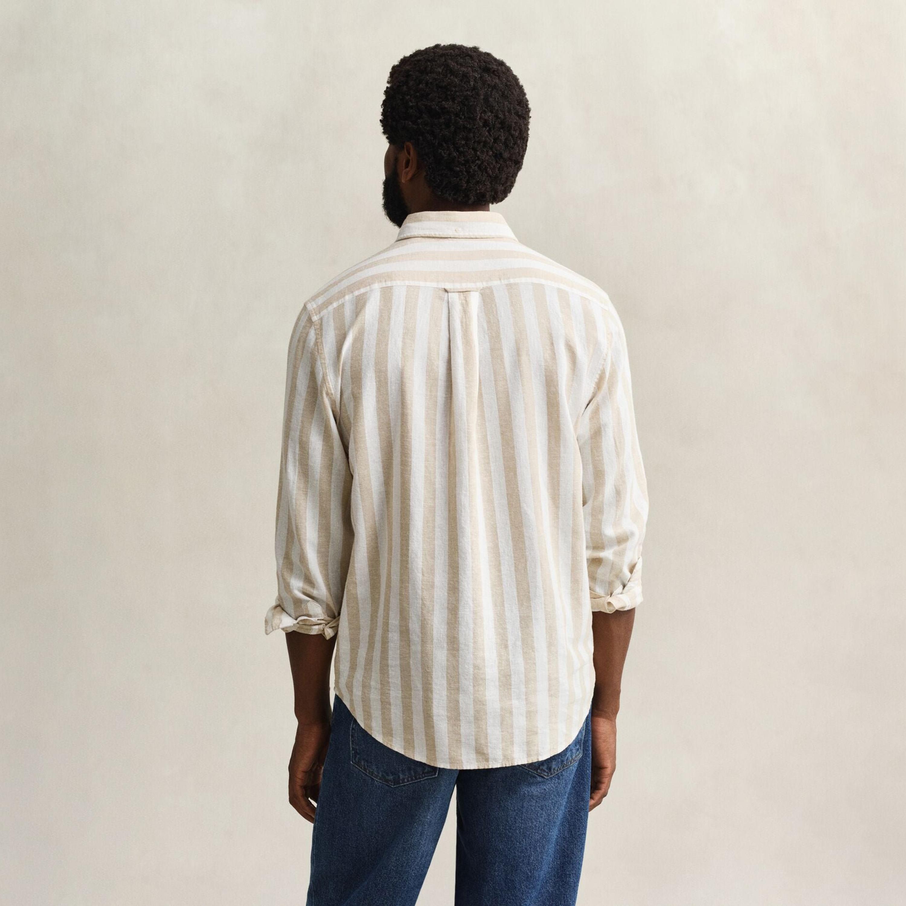 Gant Striped Regular Fit Long Sleeves Linen Button-Down Collar Men's Shirt-men-clothing-shirts-image-4