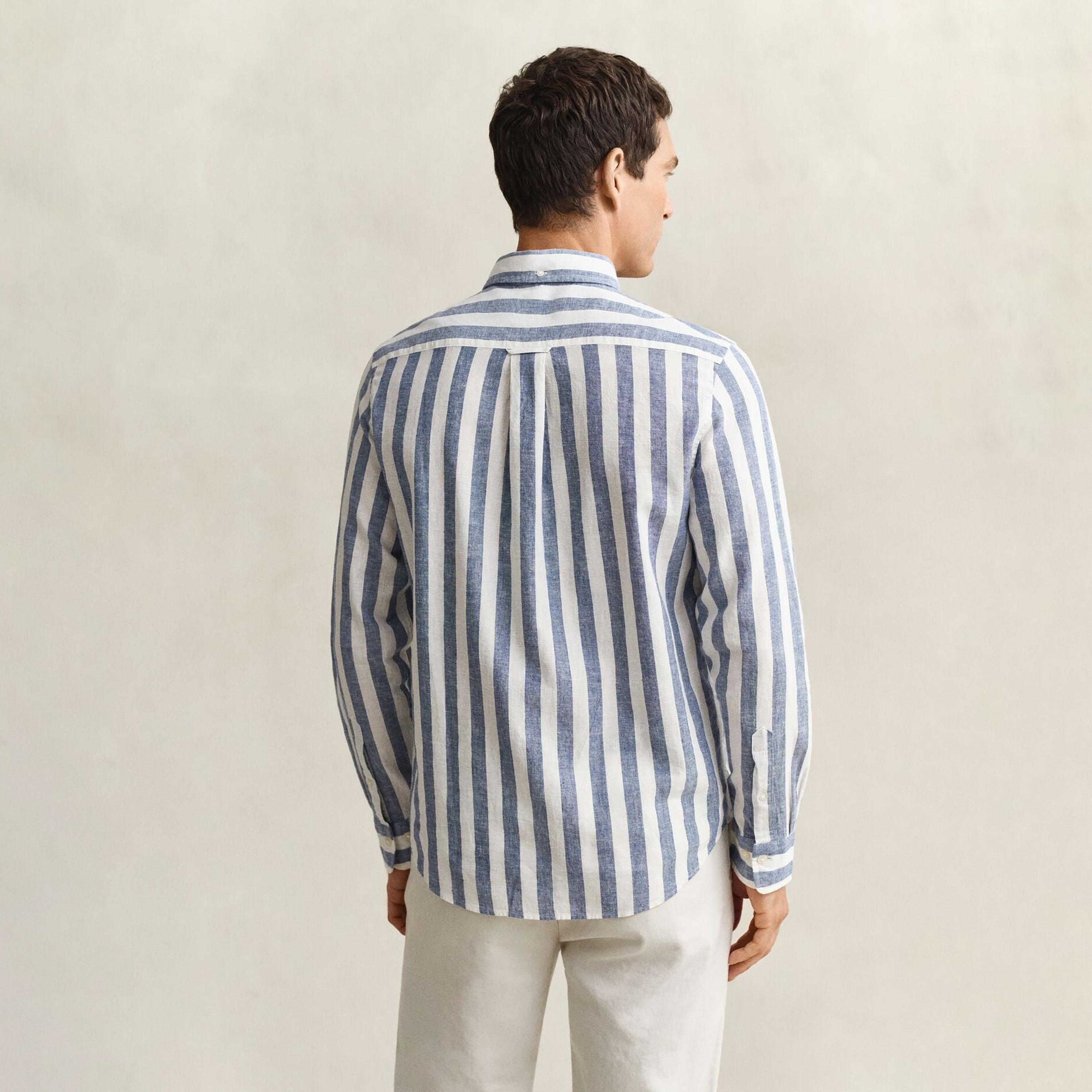 Gant Striped Regular Fit Long Sleeves Linen Button-Down Collar Men's Shirt-men-clothing-shirts-image-17