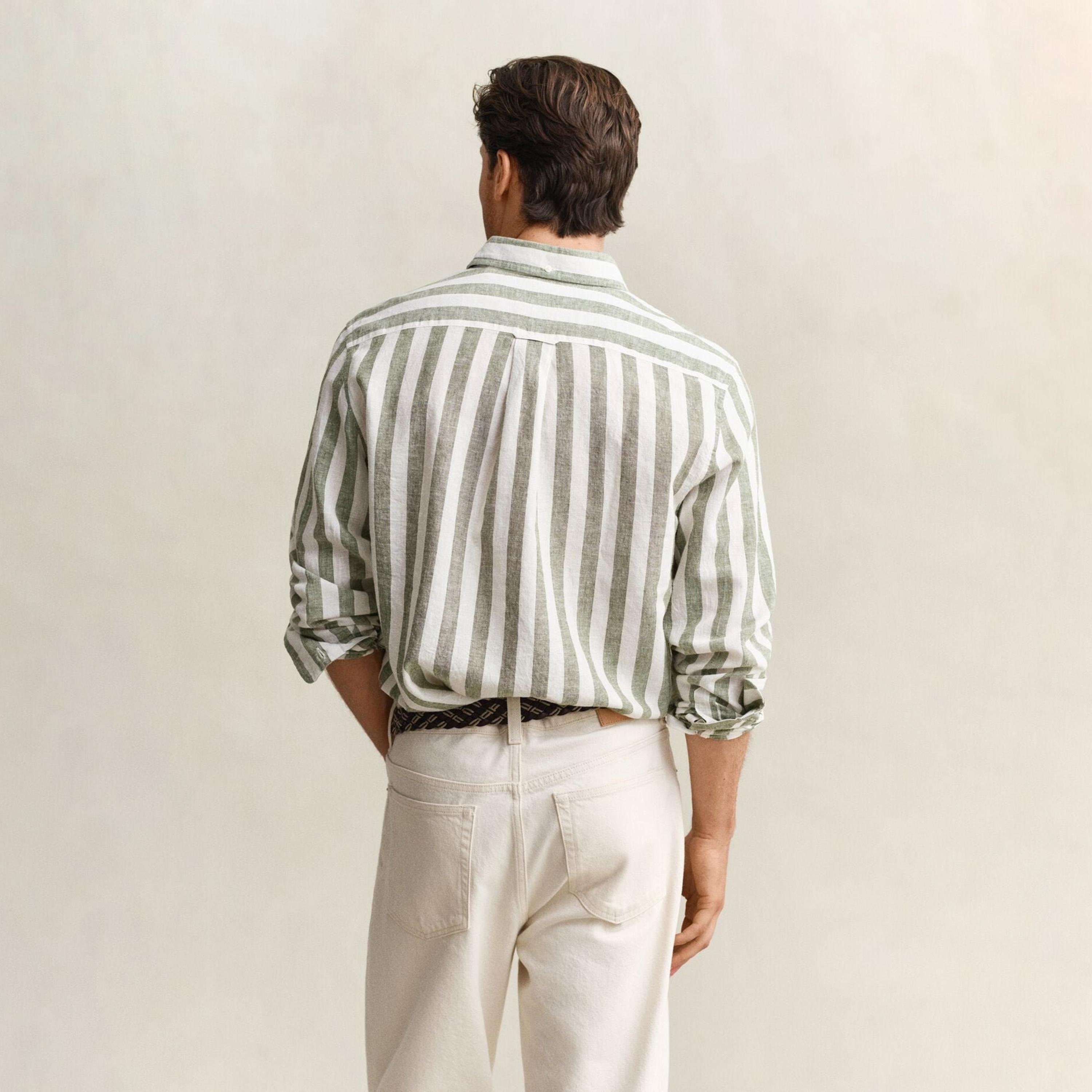 Gant Striped Regular Fit Long Sleeves Linen Button-Down Collar Men's Shirt-men-clothing-shirts-image-10