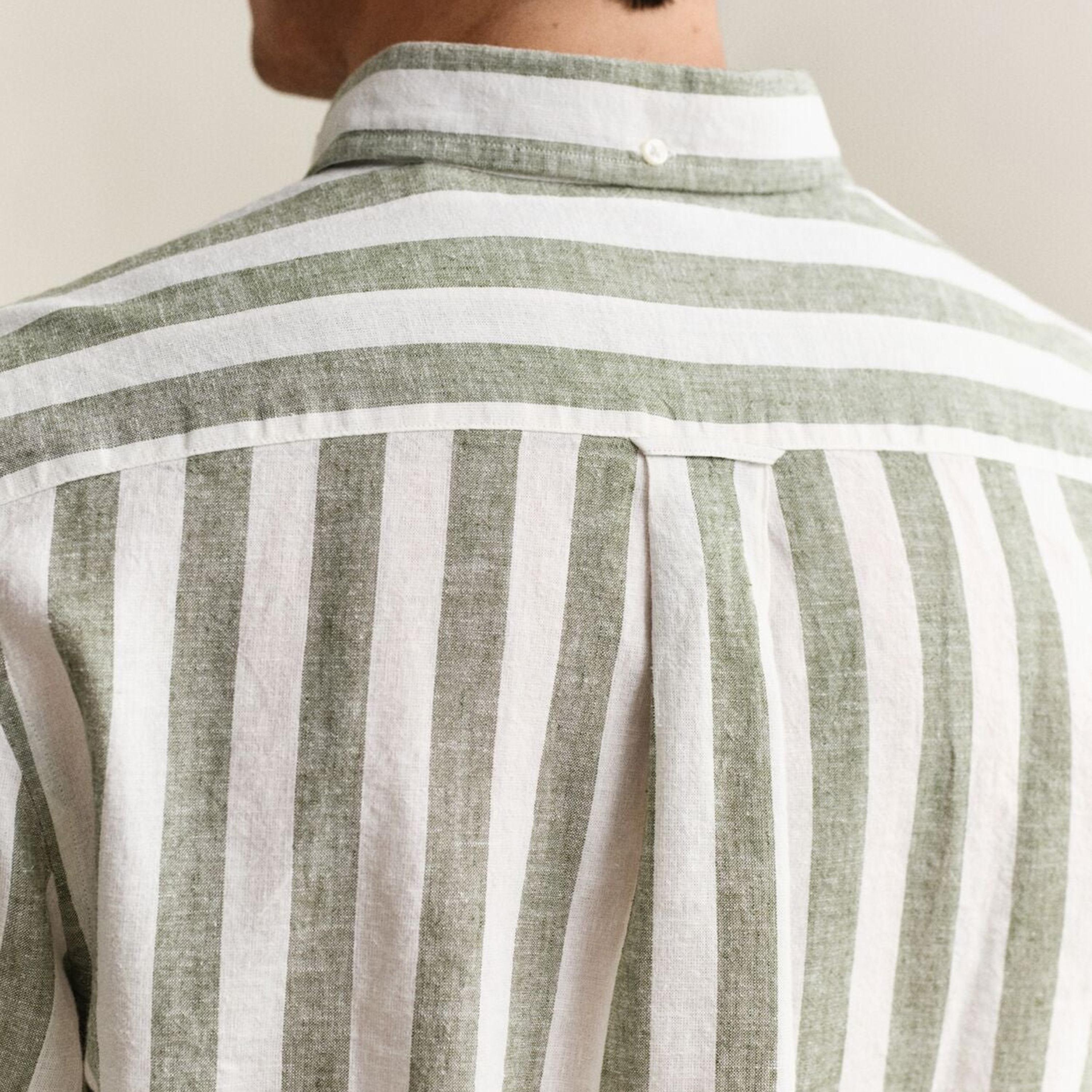 Gant Striped Regular Fit Long Sleeves Linen Button-Down Collar Men's Shirt-men-clothing-shirts-image-11