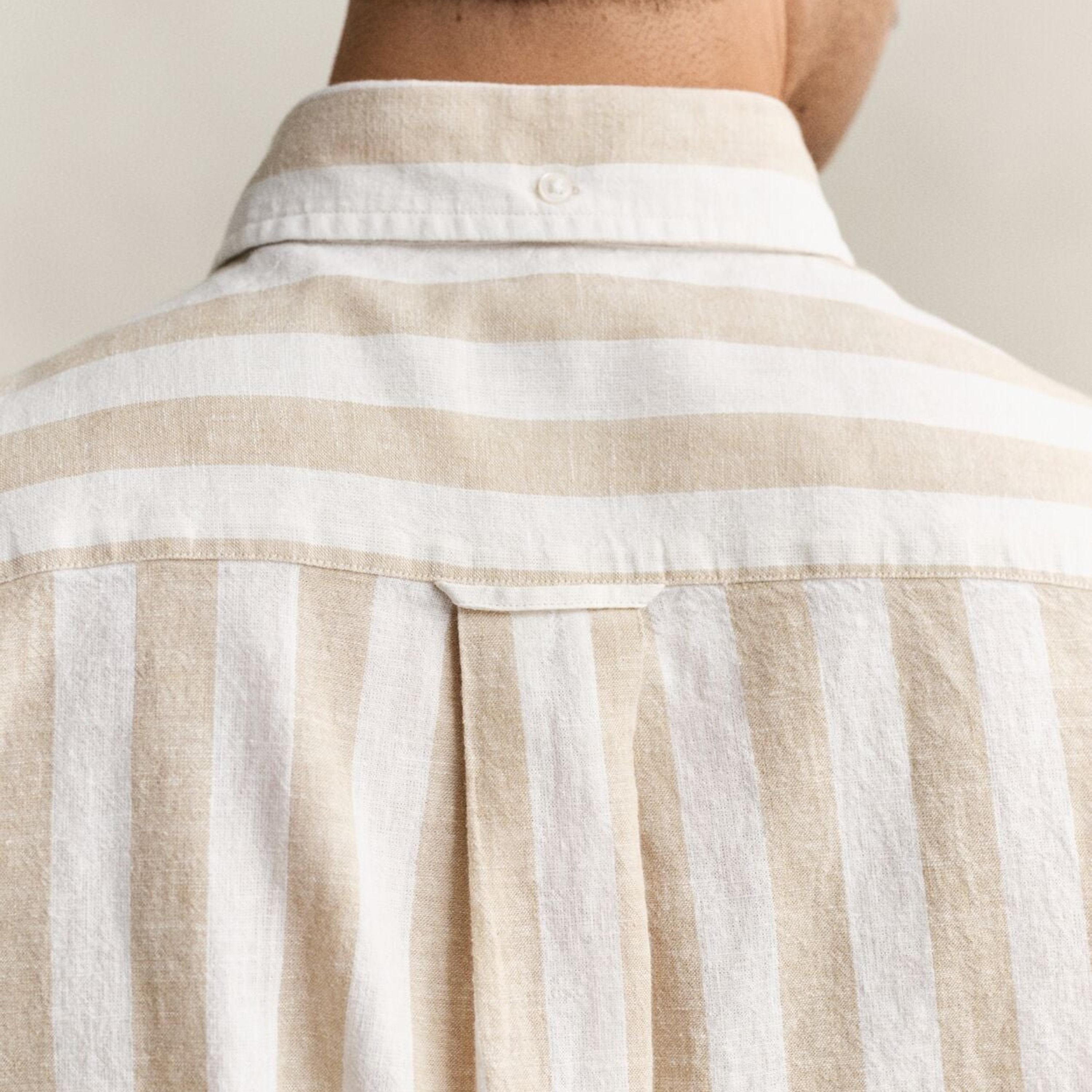Gant Striped Regular Fit Short Sleeves Linen Button-Down Collar Men's Shirt-men-clothing-shirts-image-3