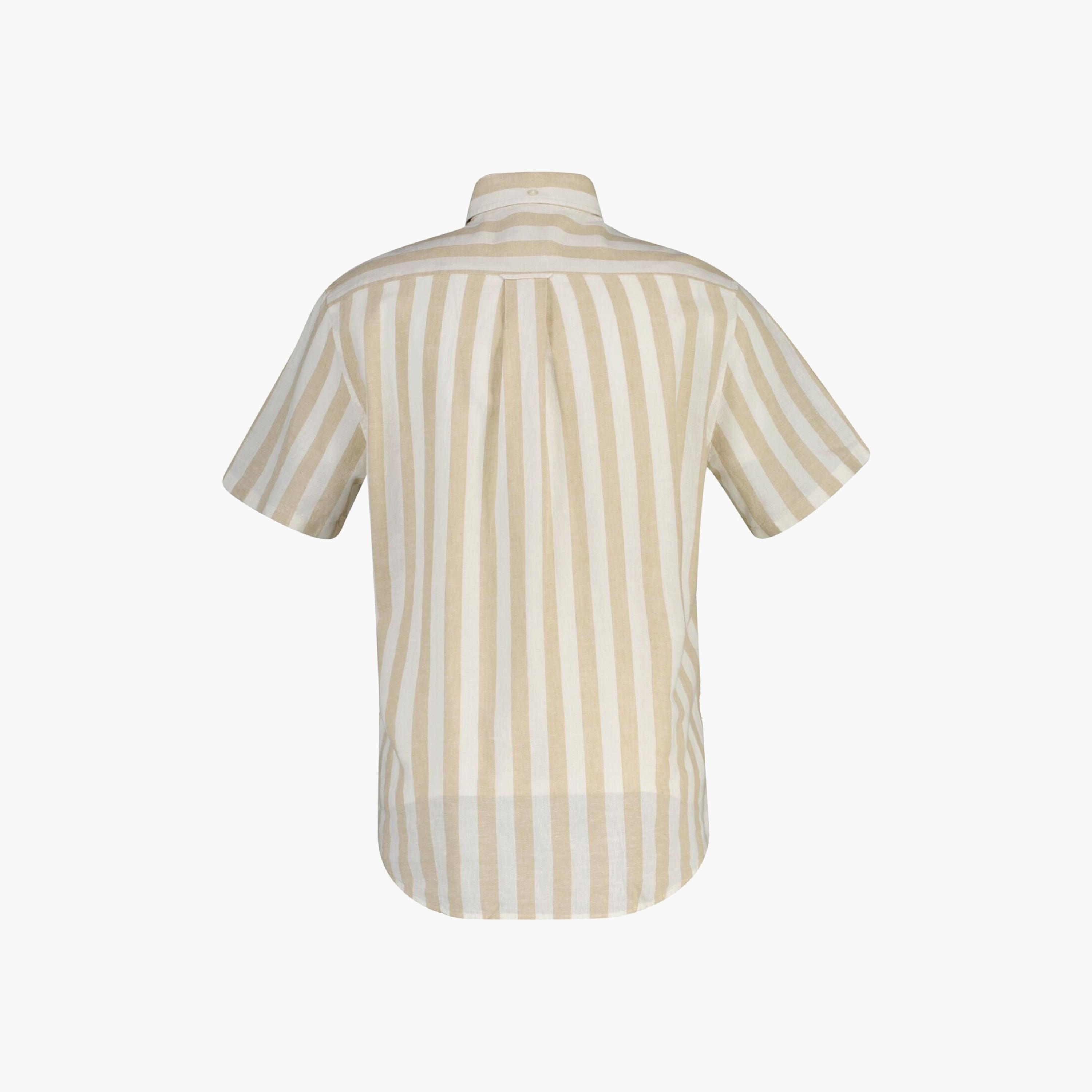 Gant Striped Regular Fit Short Sleeves Linen Button-Down Collar Men's Shirt-men-clothing-shirts-image-6