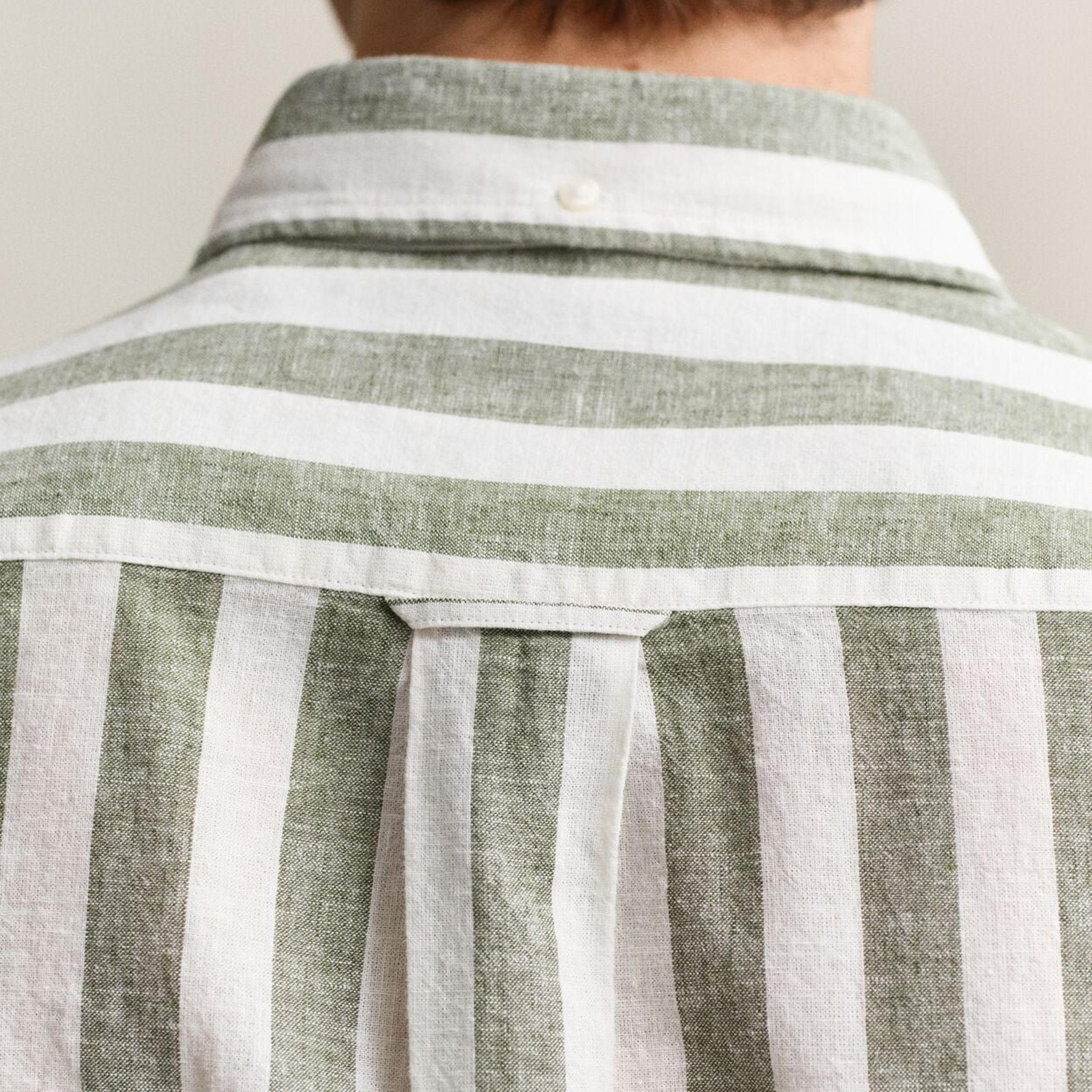 Gant Striped Regular Fit Short Sleeves Linen Button-Down Collar Men's Shirt-men-clothing-shirts-image-11