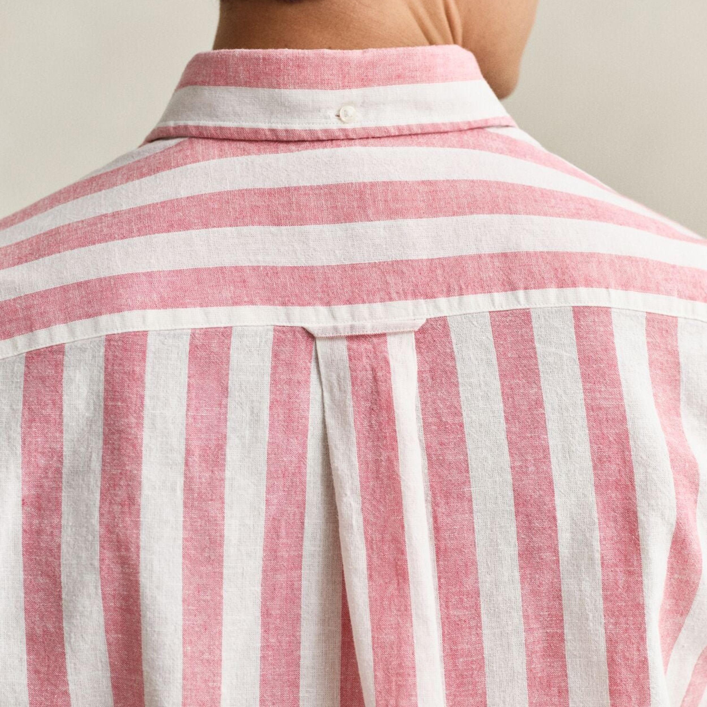 Gant Striped Regular Fit Short Sleeves Linen Button-Down Collar Men's Shirt-men-clothing-shirts-image-23