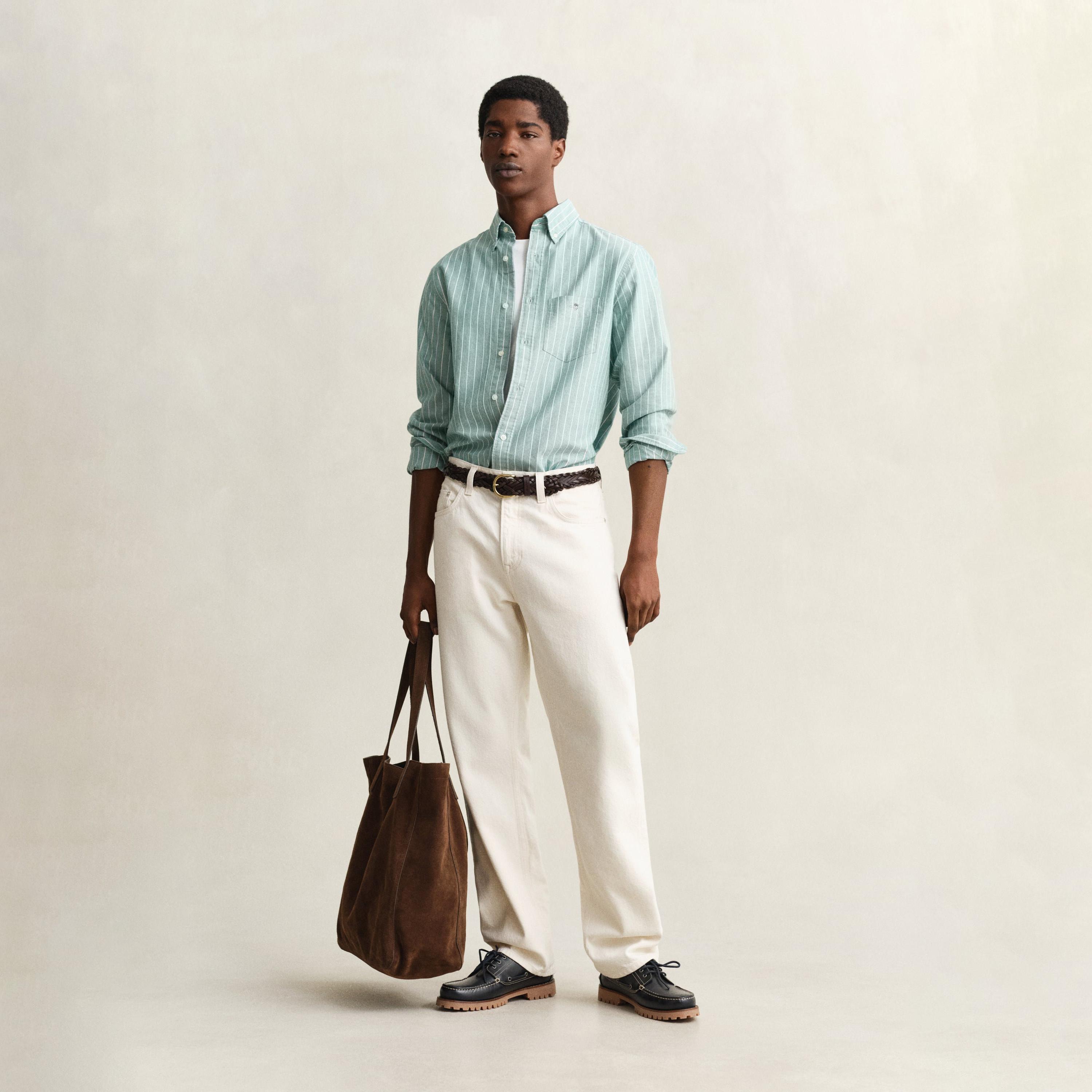 قميص رجالي مخطط بقصّة عادية وأزرار وأكمام طويلة من جانت-men-clothing-shirts-image-9
