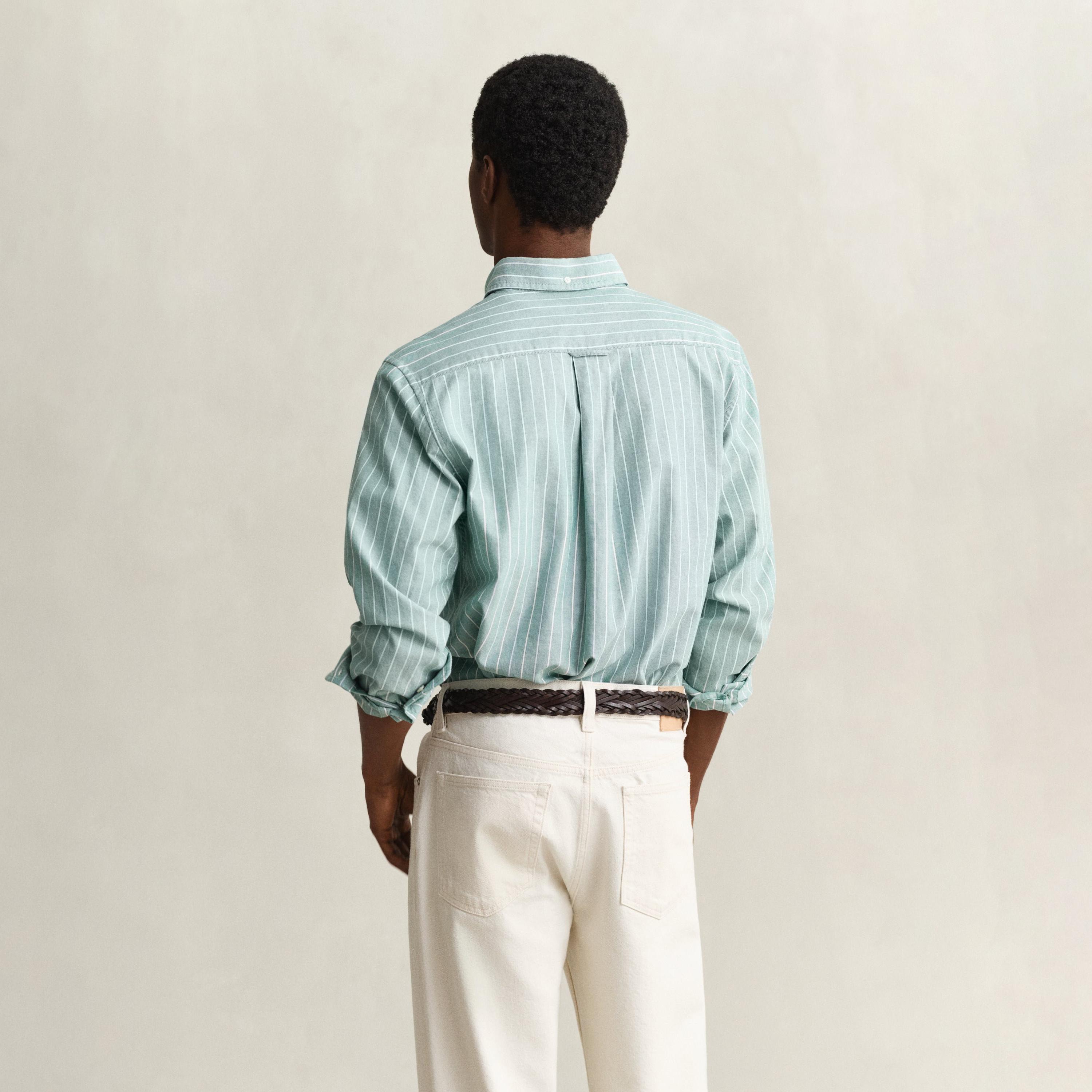 قميص رجالي مخطط بقصّة عادية وأزرار وأكمام طويلة من جانت-men-clothing-shirts-image-10
