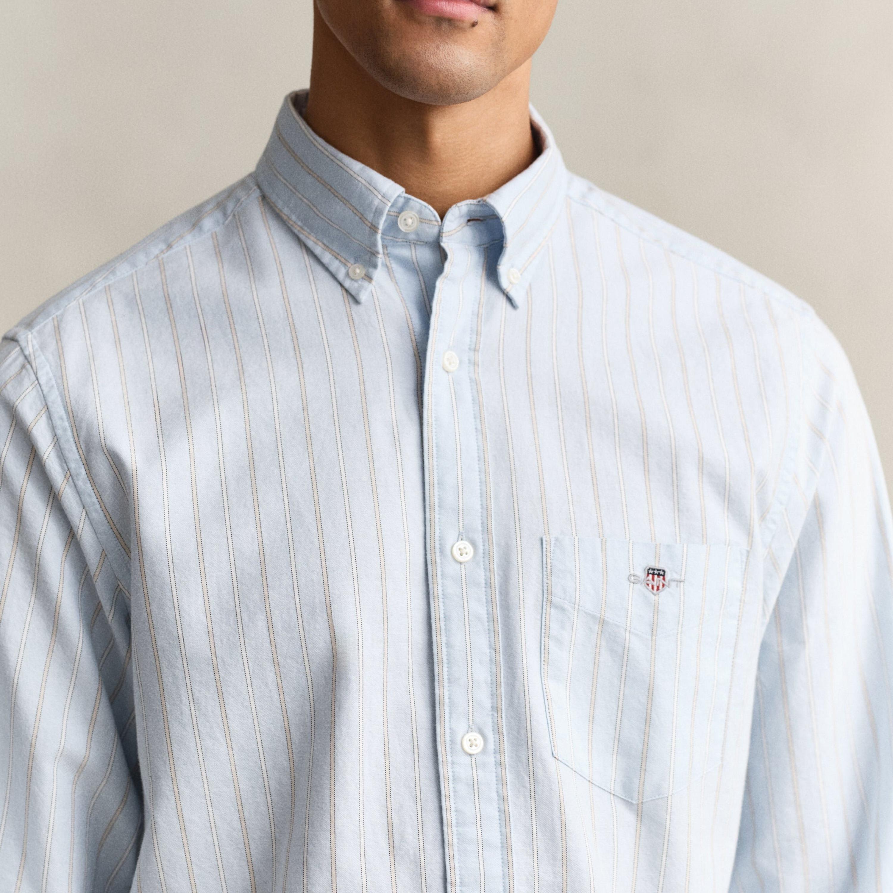 قميص رجالي مخطط بقصّة عادية وأزرار وأكمام طويلة من جانت-men-clothing-shirts-image-14