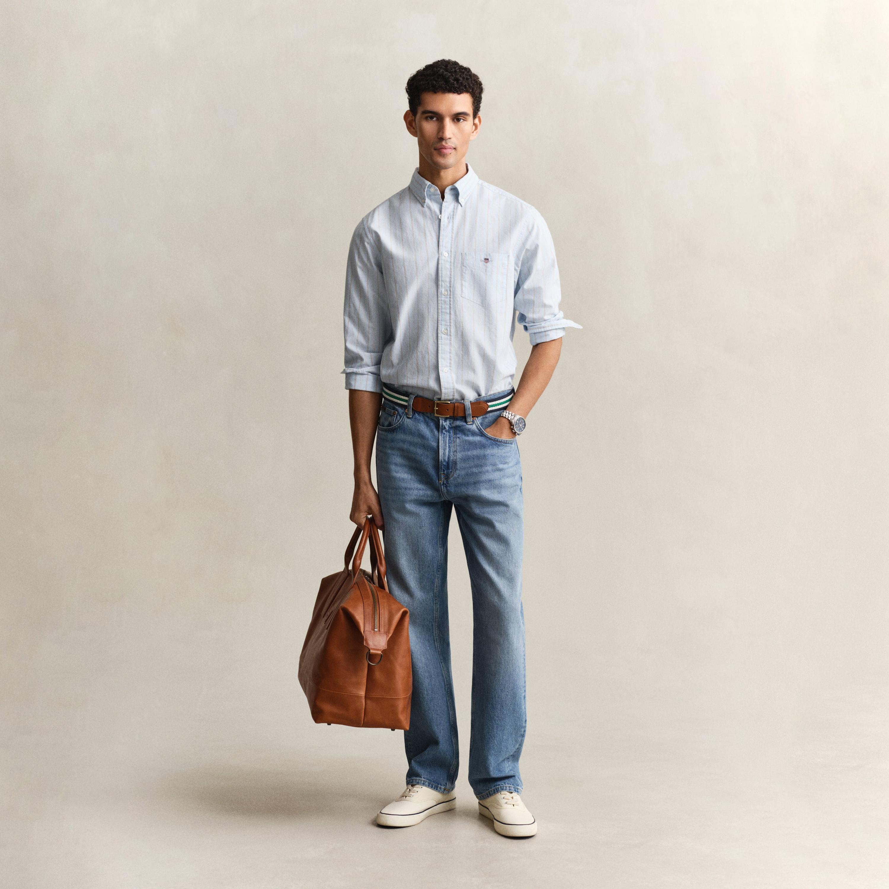 قميص رجالي مخطط بقصّة عادية وأزرار وأكمام طويلة من جانت-men-clothing-shirts-image-15