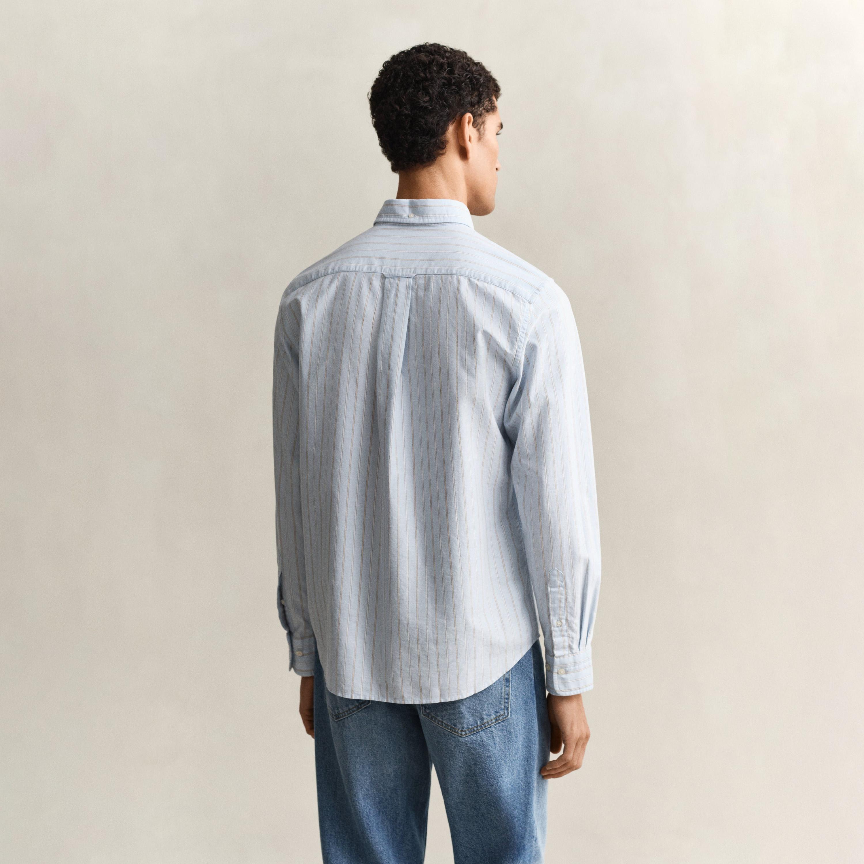 قميص رجالي مخطط بقصّة عادية وأزرار وأكمام طويلة من جانت-men-clothing-shirts-image-16