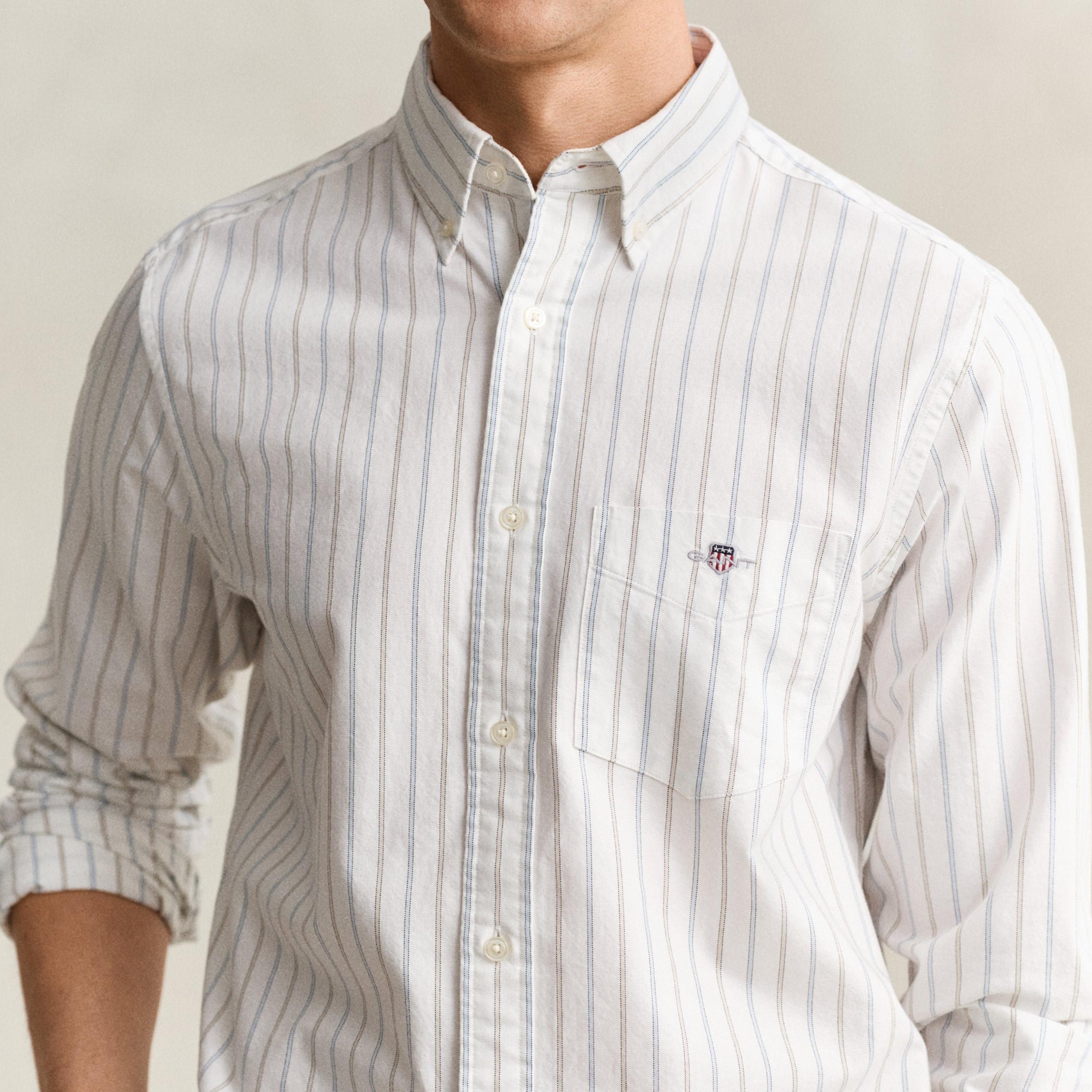 قميص رجالي مخطط بقصّة عادية وأزرار وأكمام طويلة من جانت-men-clothing-shirts-image-2
