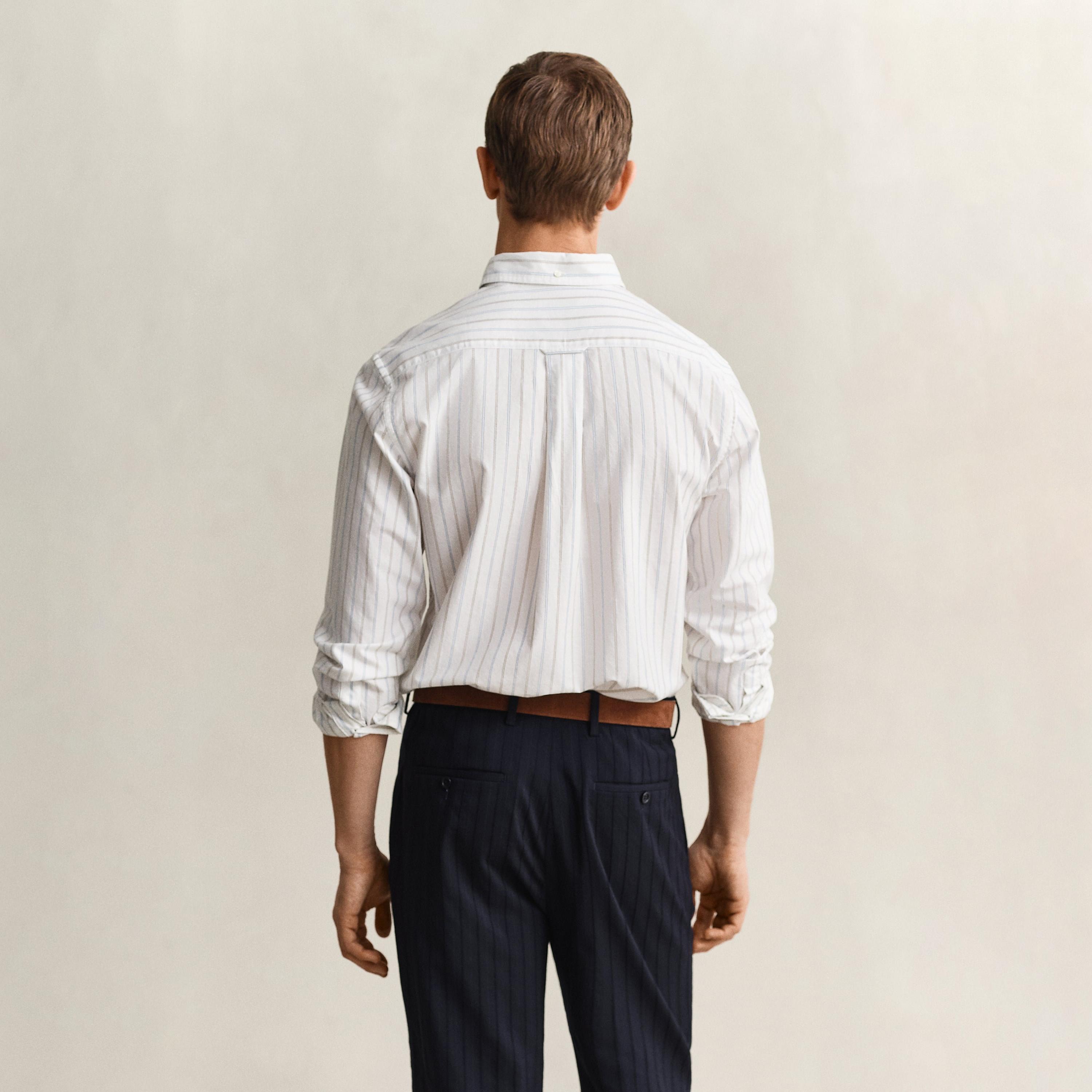 قميص رجالي مخطط بقصّة عادية وأزرار وأكمام طويلة من جانت-men-clothing-shirts-image-5