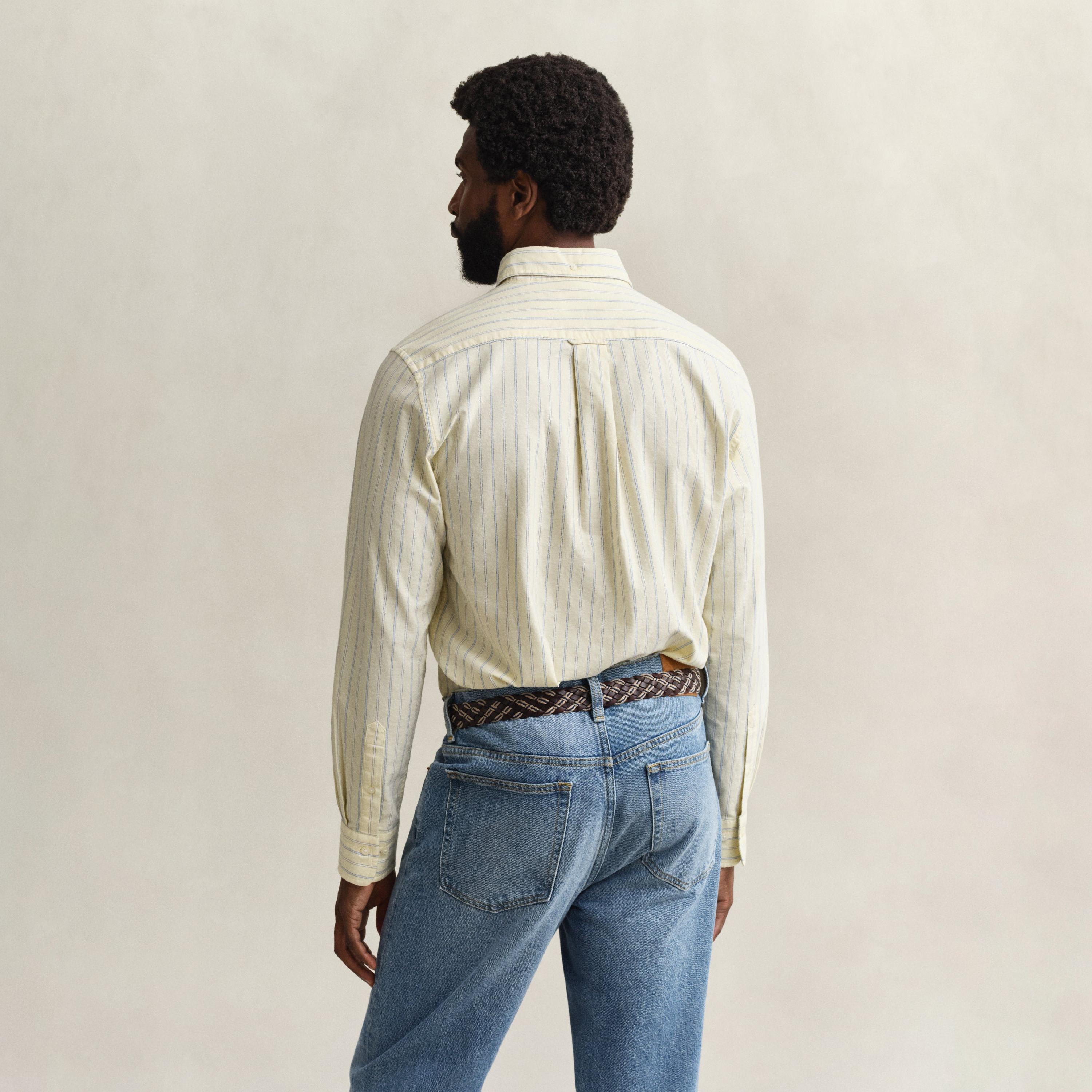 قميص رجالي مخطط بقصّة عادية وأزرار وأكمام طويلة من جانت-men-clothing-shirts-image-22
