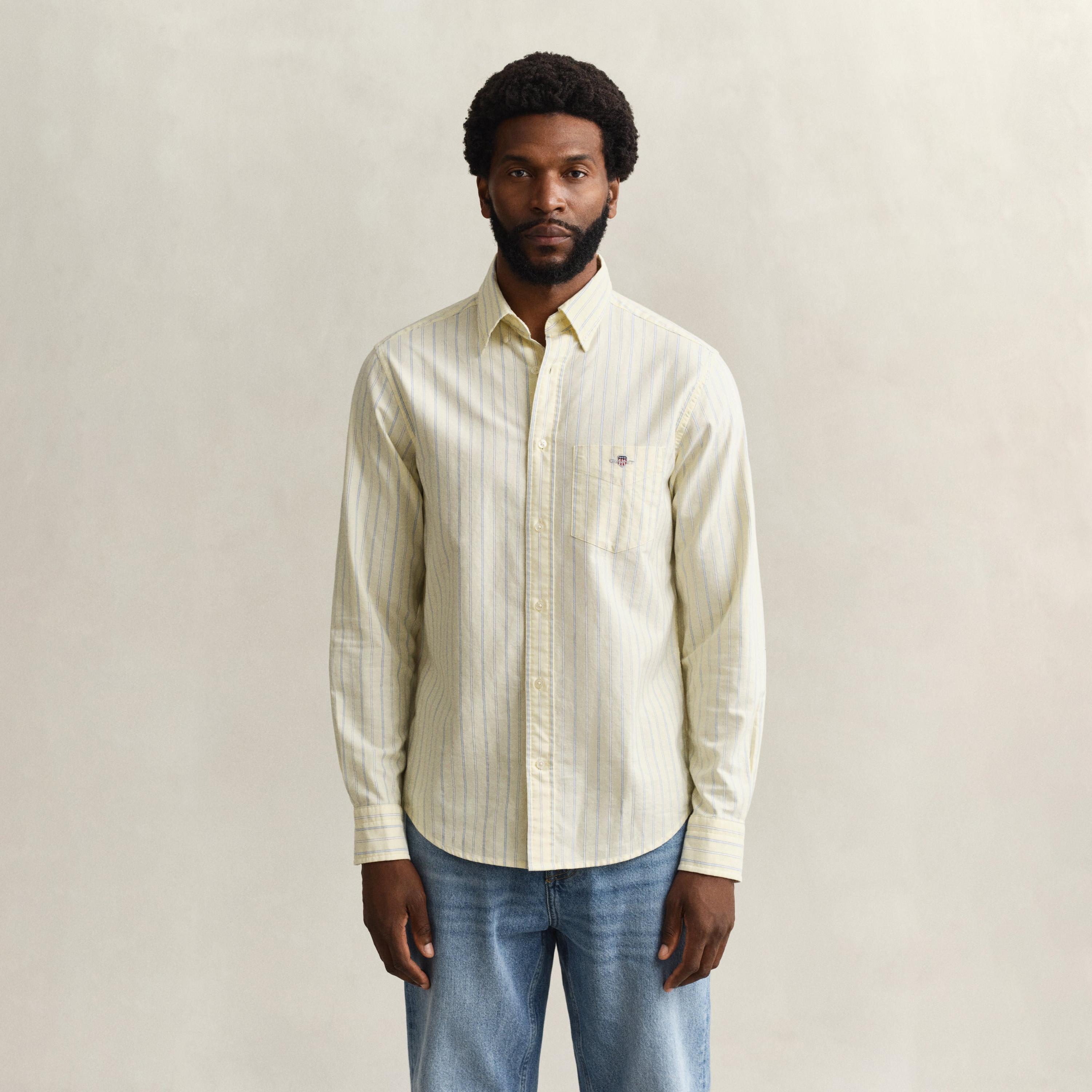 قميص رجالي مخطط بقصّة عادية وأزرار وأكمام طويلة من جانت-men-clothing-shirts-image-23