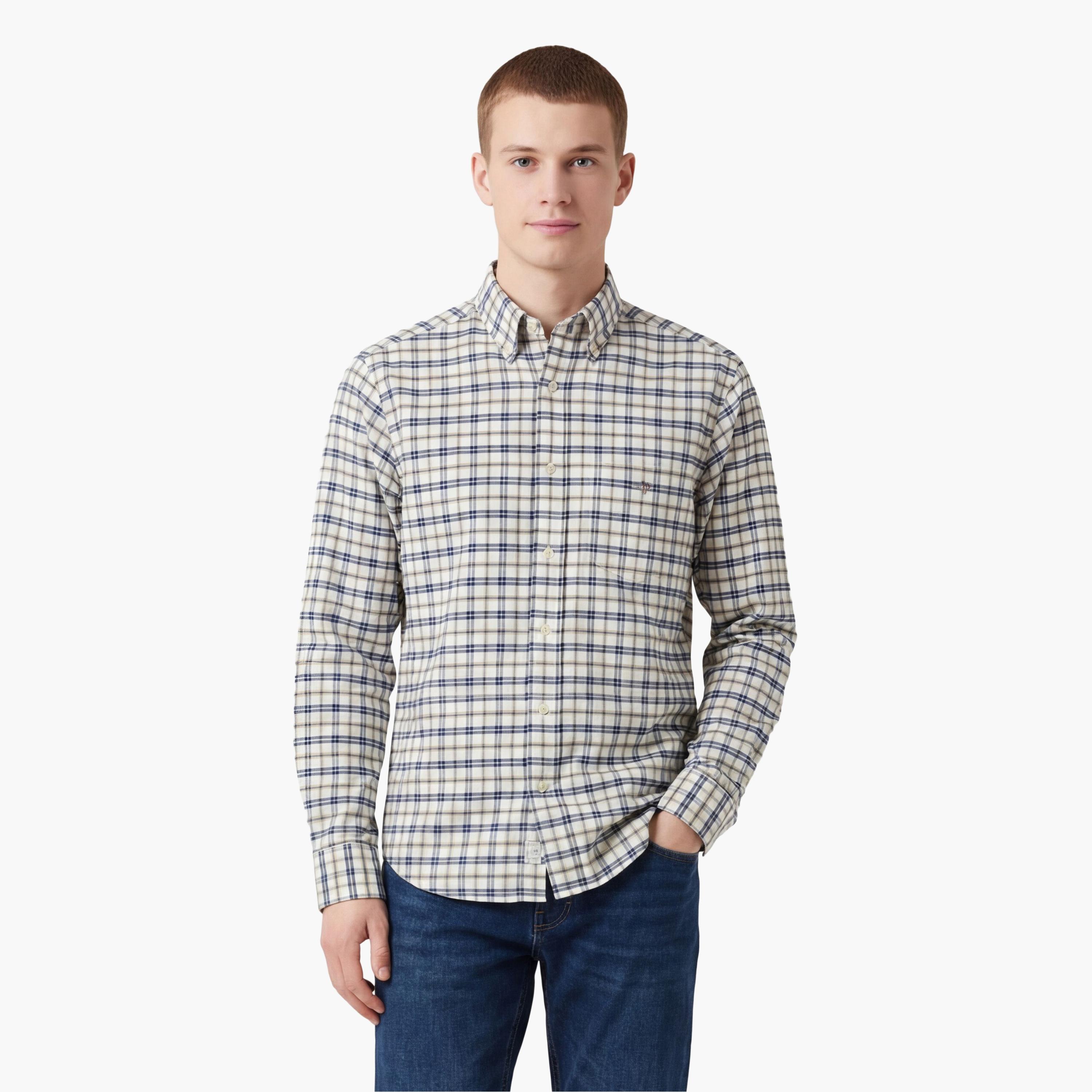 قميص رجالي بقصّة عادية وأكمام طويلة وياقة بأزرار من جانت-men-clothing-shirts-image-7