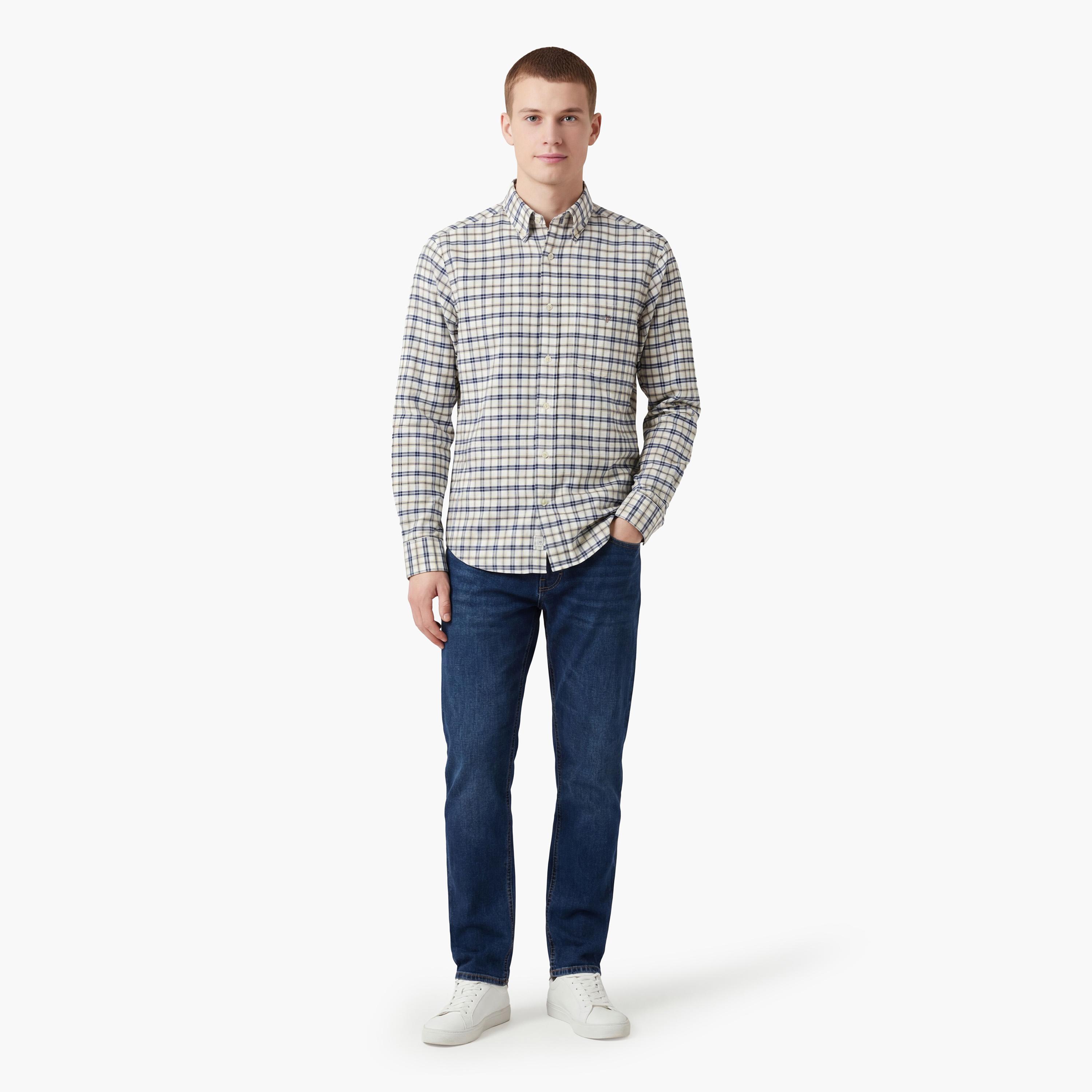 قميص رجالي بقصّة عادية وأكمام طويلة وياقة بأزرار من جانت-men-clothing-shirts-image-8