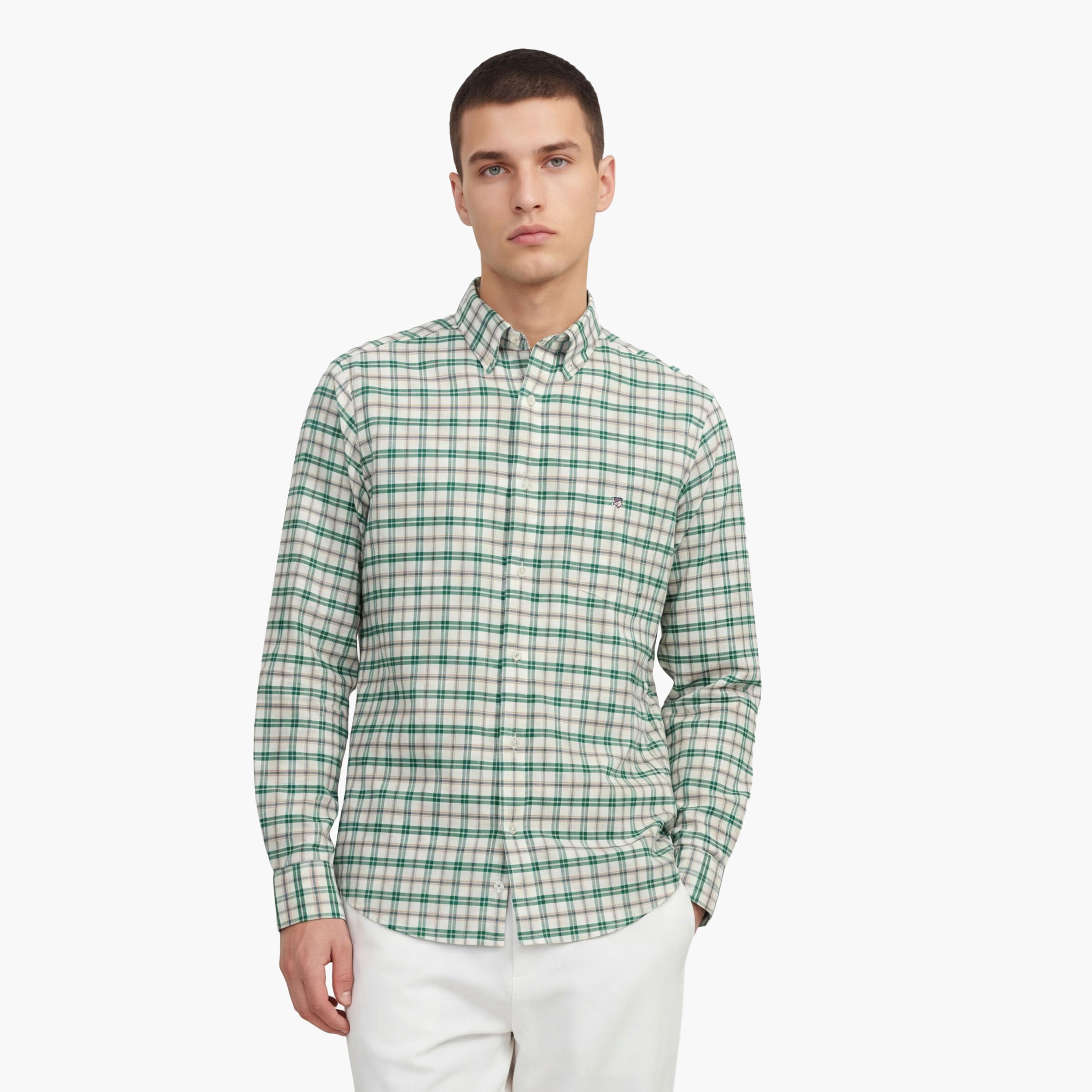 قميص رجالي بقصّة عادية وأكمام طويلة وياقة بأزرار من جانت-men-clothing-shirts-image-1