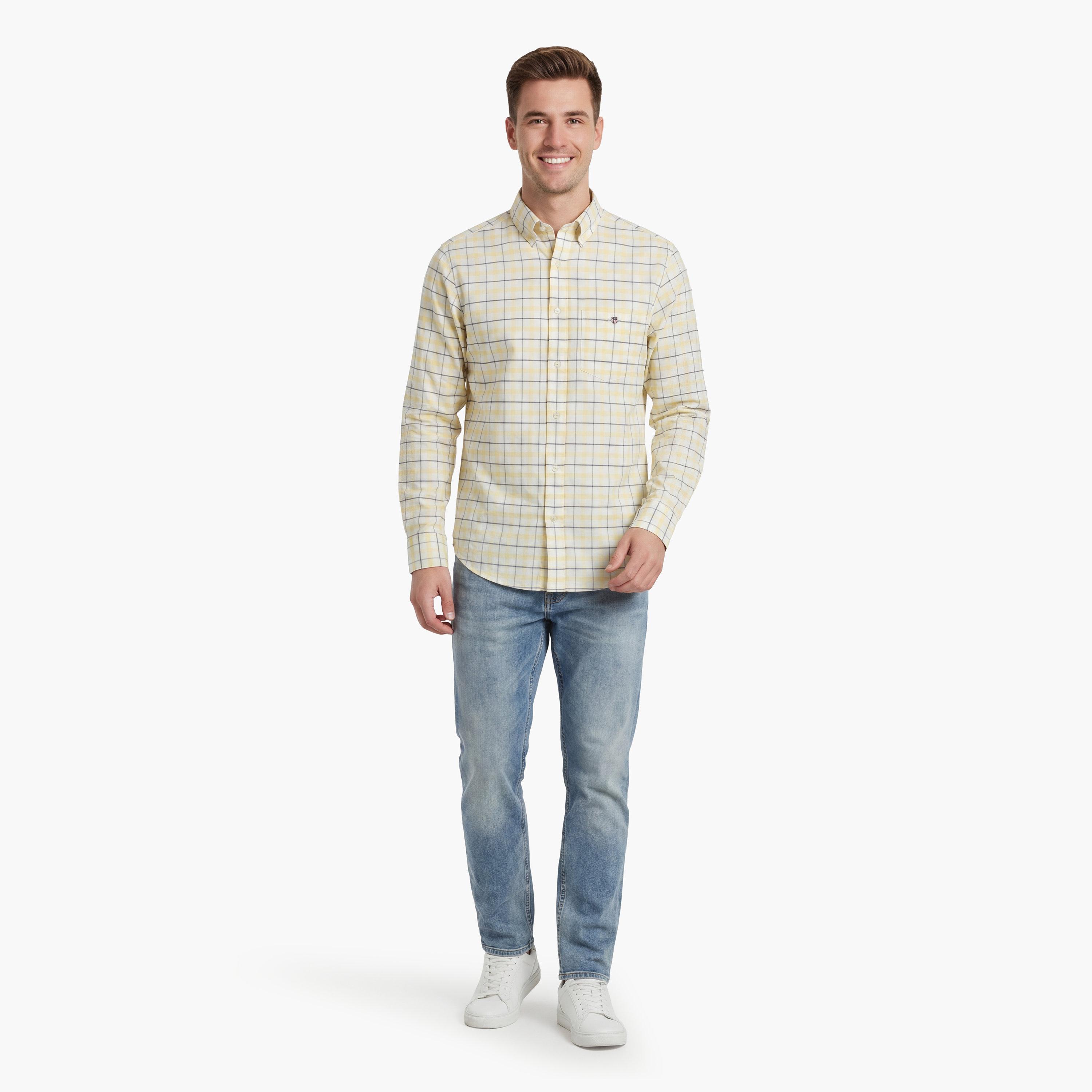 قميص رجالي بقصّة عادية وأكمام طويلة وياقة بأزرار من جانت-men-clothing-shirts-image-20