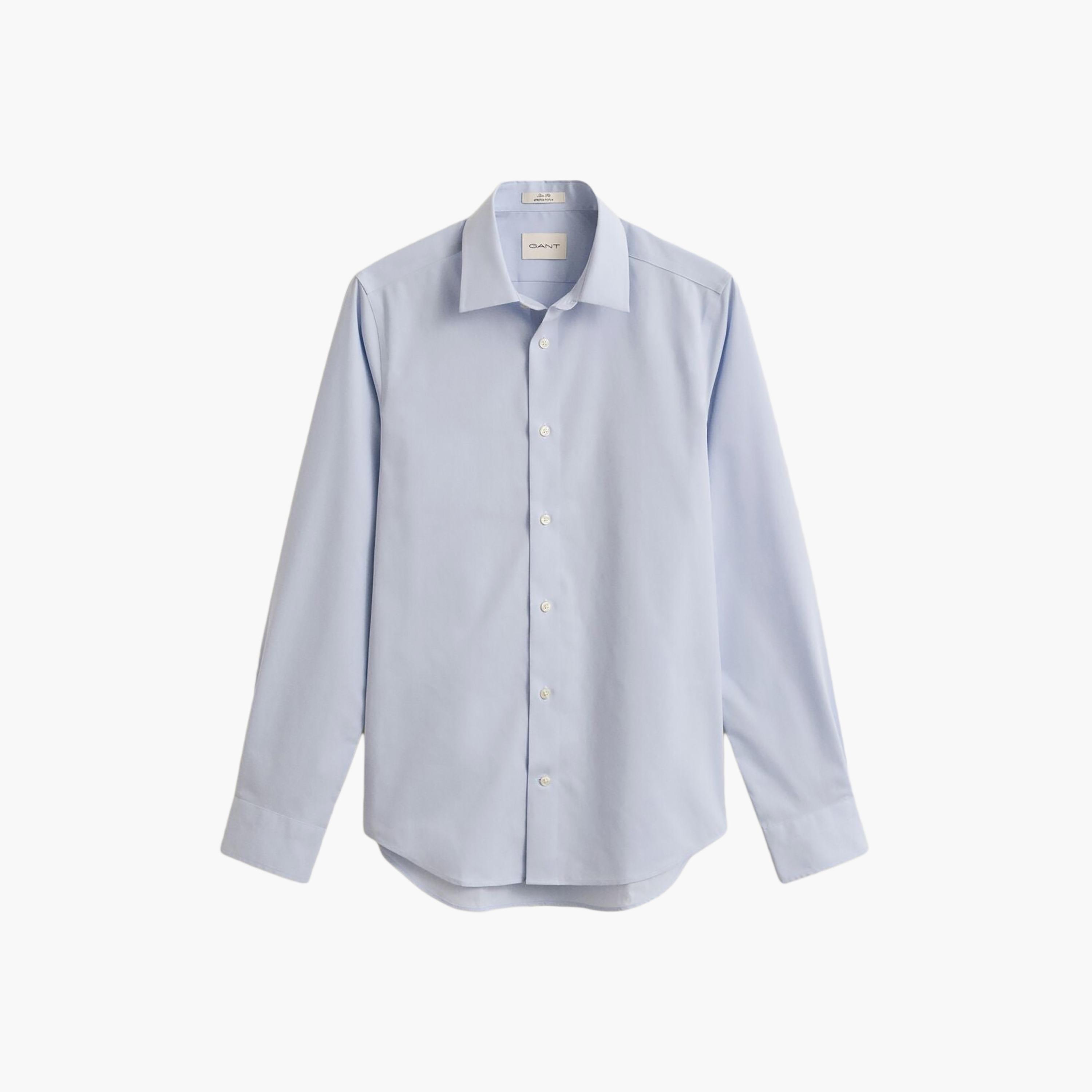 قميص رجالي بأكمام طويلة وقصة "سليم فيت" سادة وياقة "سبريد" من جانت-men-clothing-shirts-image-10