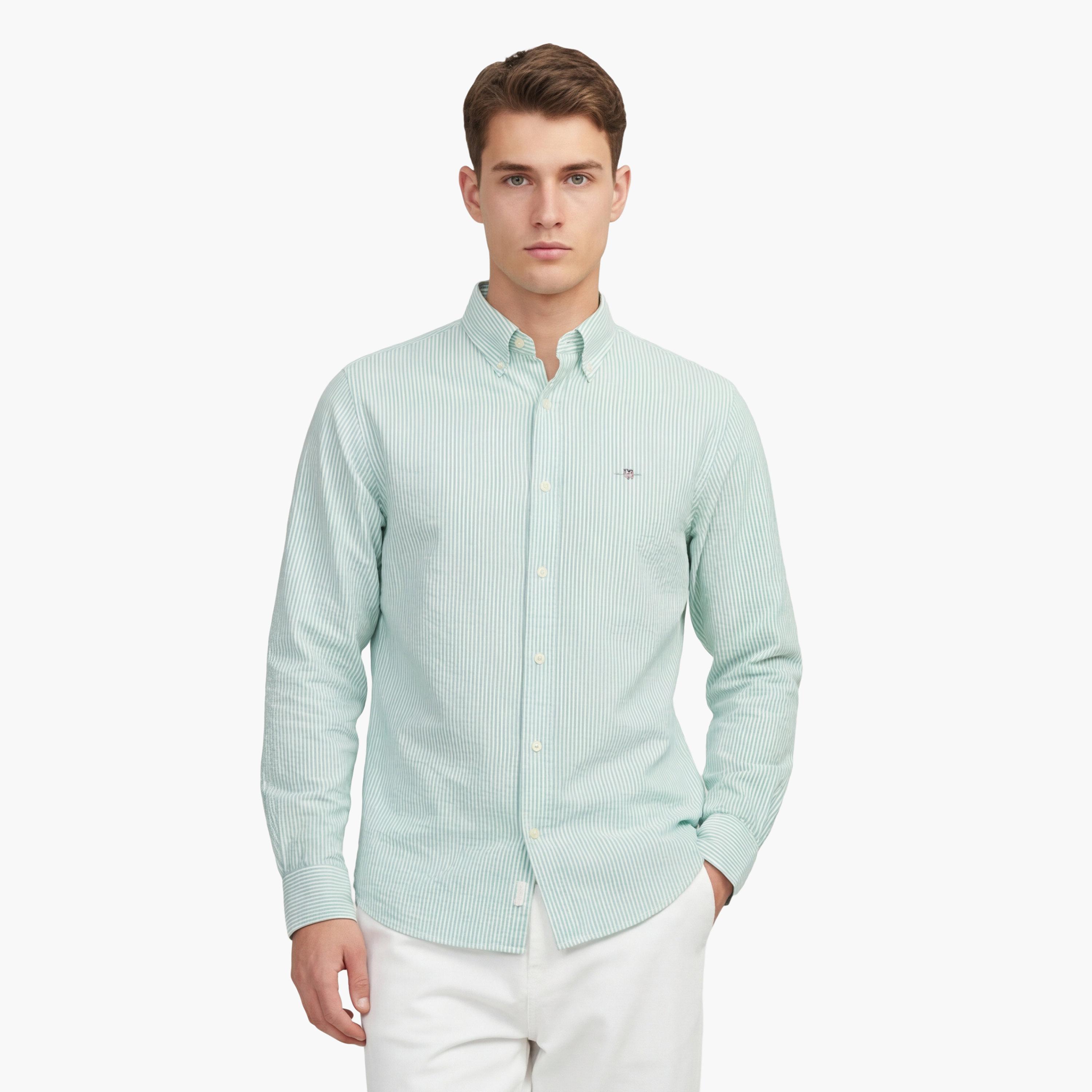 Gant Striped Regular Fit Long Sleeves Button-Down Collar Men's Shirt-men-clothing-shirts-image-1