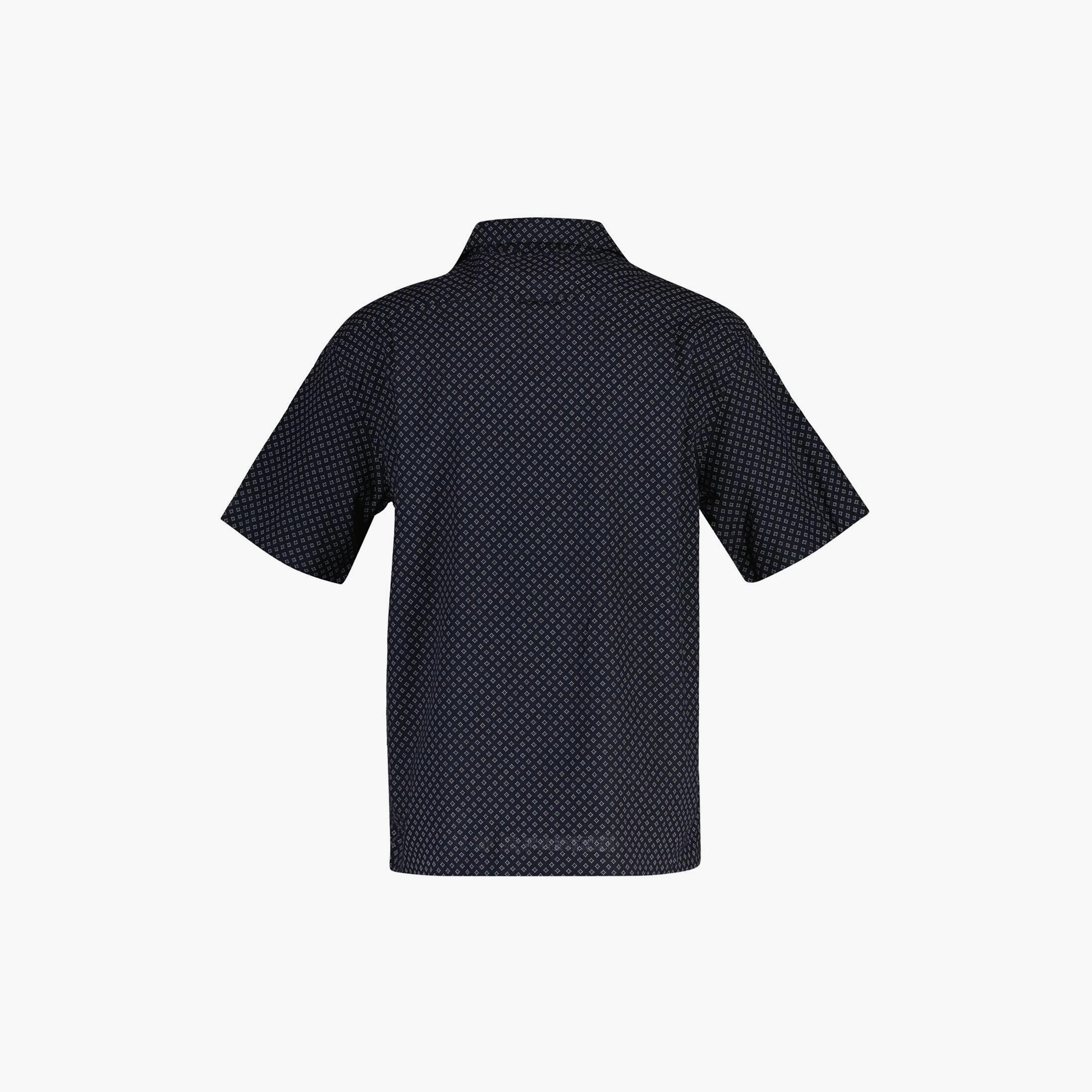 قميص كتان رجالي بأكمام قصيرة وقصة "ريجيولار فيت" بطبعة هندسية وياقة "سبريد" من جانت-men-clothing-shirts-image-6