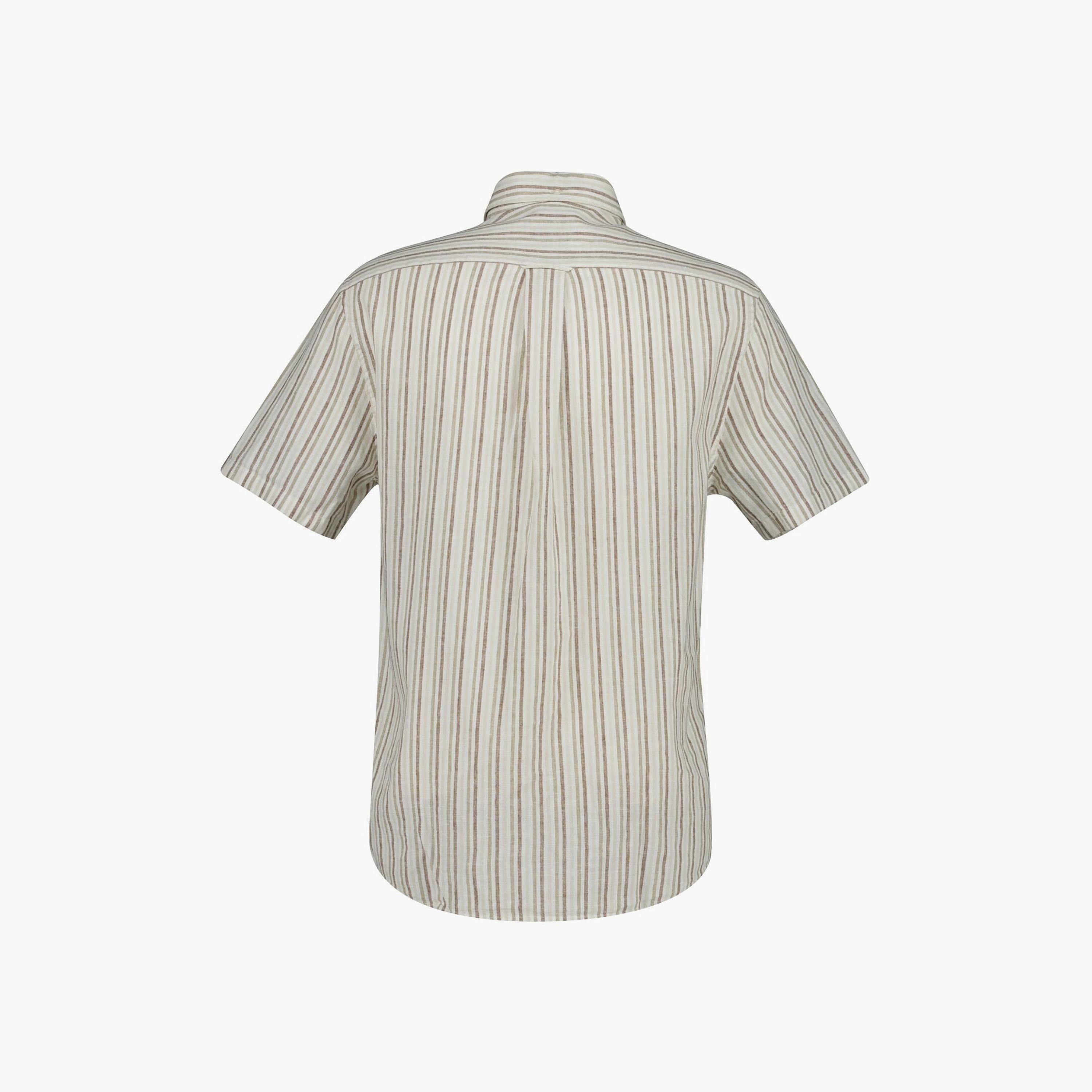 قميص كتان رجالي بأكمام قصيرة وقصة "ريجيولار فيت" مخطط وياقة "بوتن داون" من جانت-men-clothing-shirts-image-6