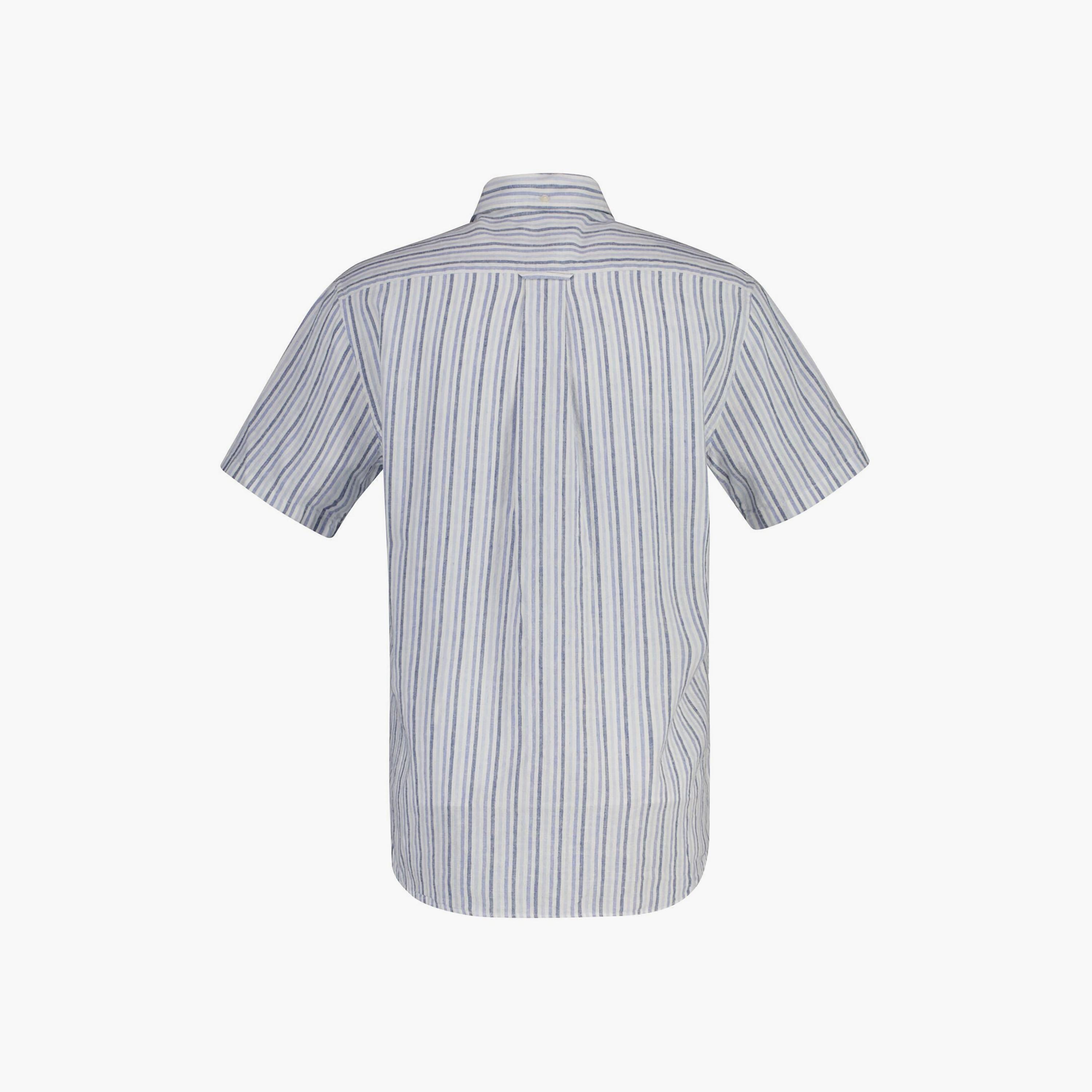 قميص كتان رجالي بأكمام قصيرة وقصة "ريجيولار فيت" مخطط وياقة "بوتن داون" من جانت-men-clothing-shirts-image-12