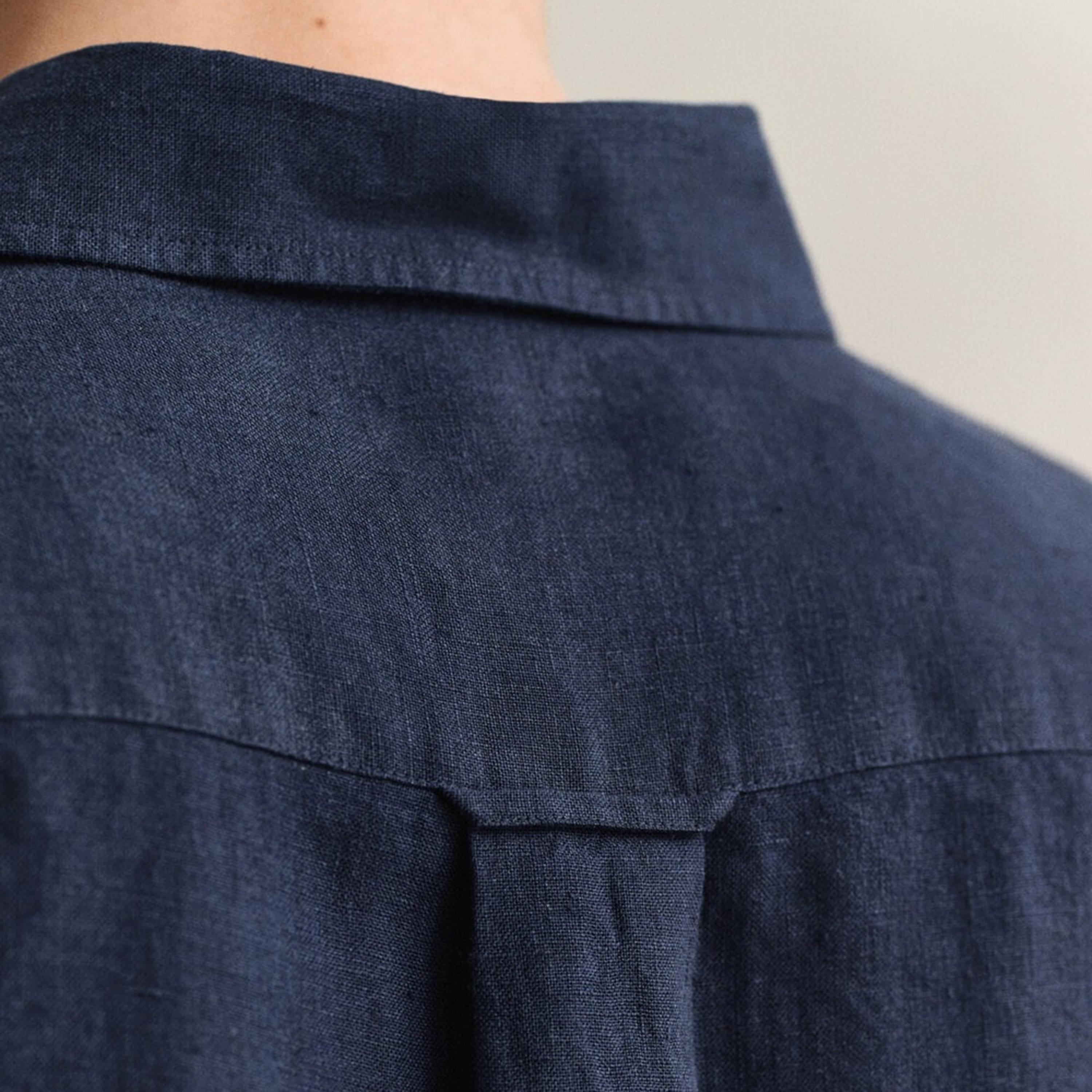 Gant Plain Regular Fit Long Sleeves Linen Spread Collar Men's Shirt-men-clothing-shirts-image-5
