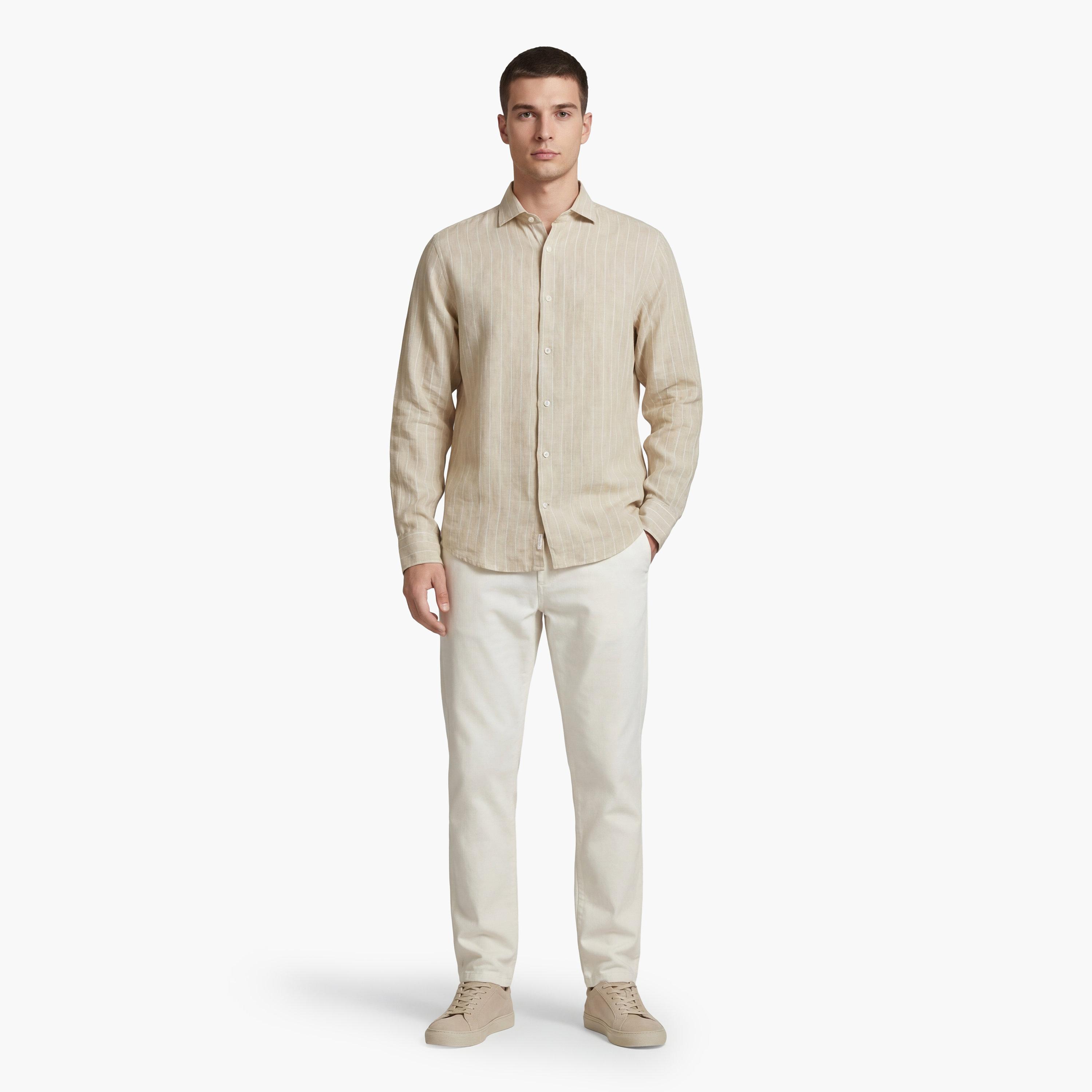 Gant Striped Regular Fit Long Sleeves Linen Spread Collar Men's Shirt-men-clothing-shirts-image-8