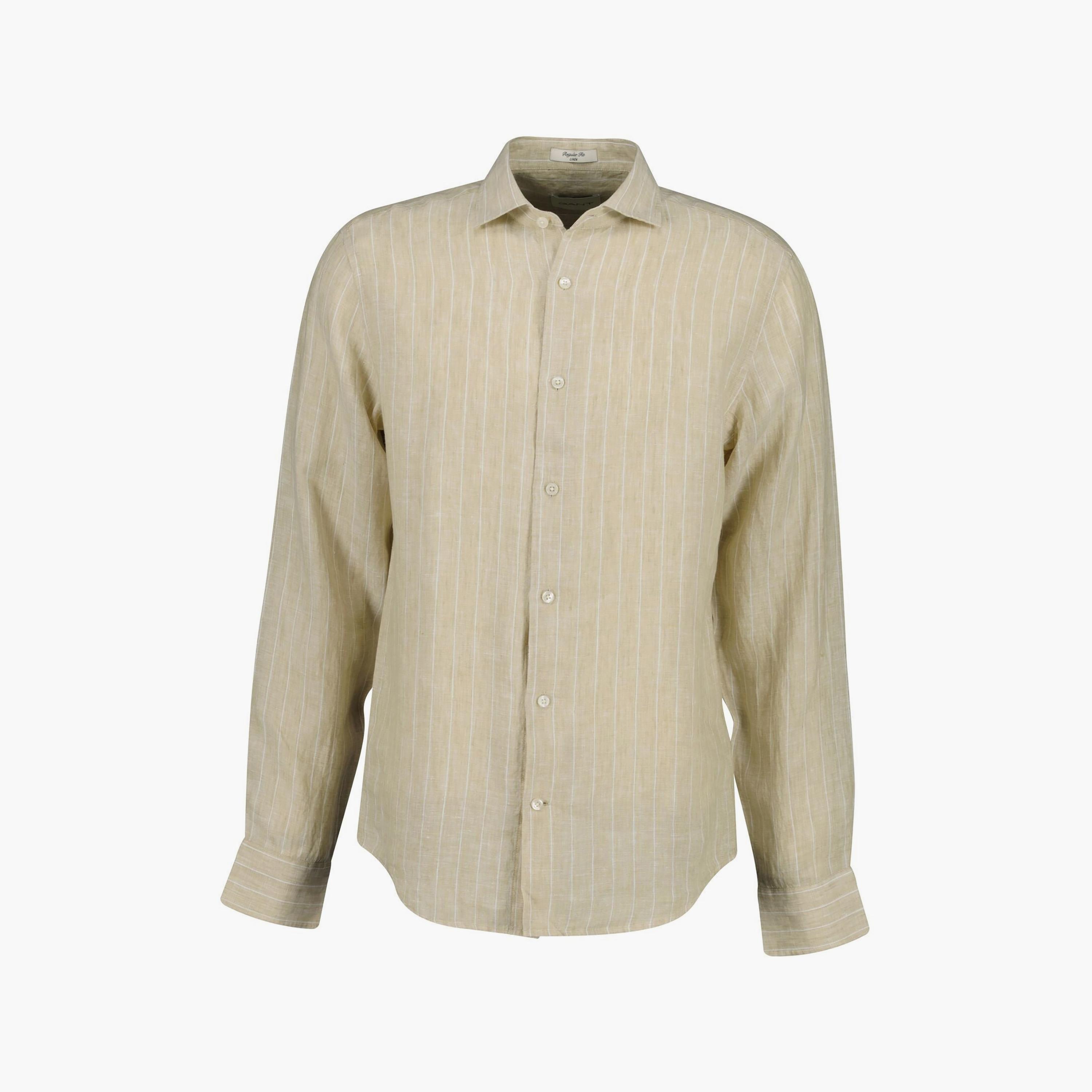Gant Striped Regular Fit Long Sleeves Linen Spread Collar Men's Shirt-men-clothing-shirts-image-11