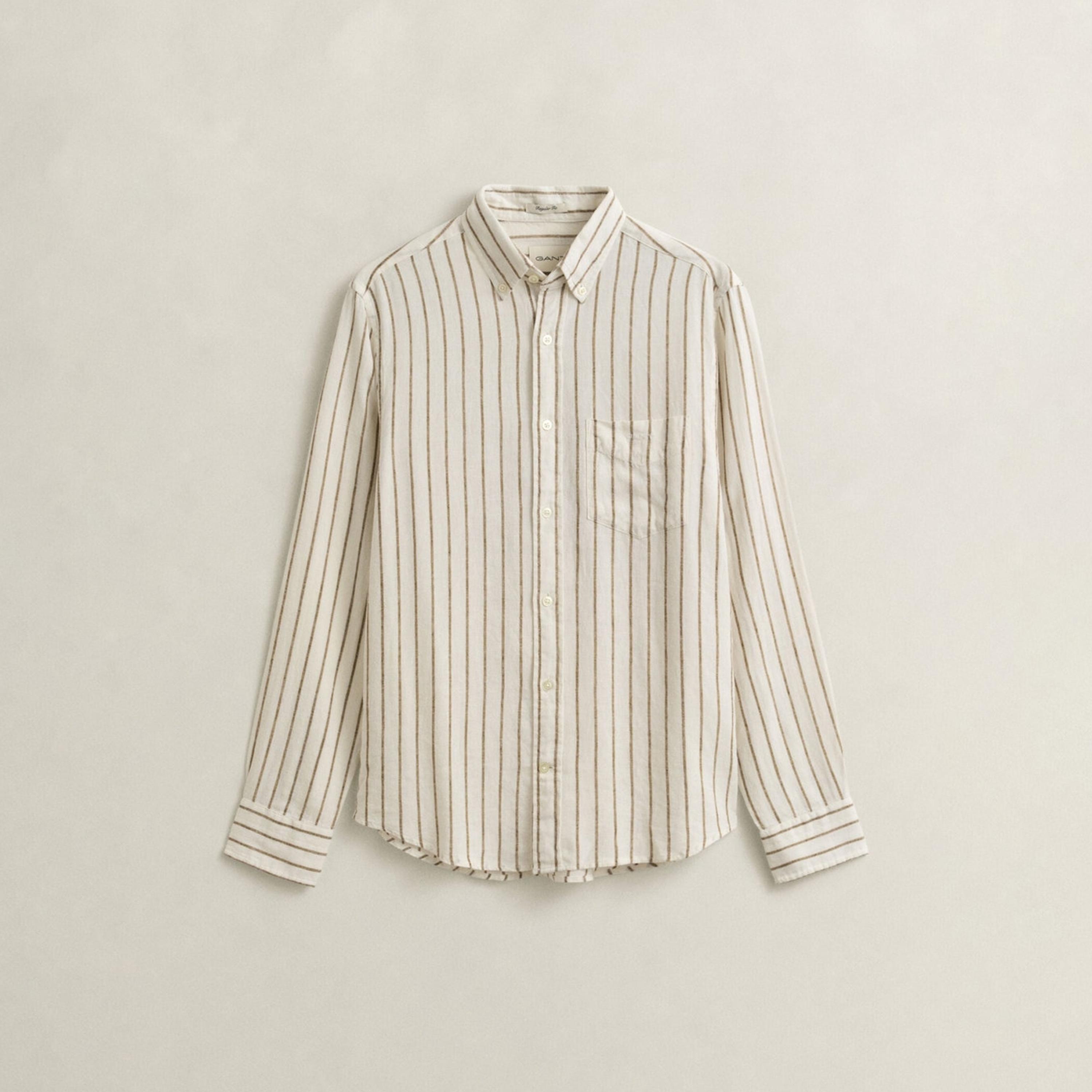 قميص رجالي بقصة عادية مخطط بياقة بأزرار وأكمام طويلة من غانت-men-clothing-shirts-image-6