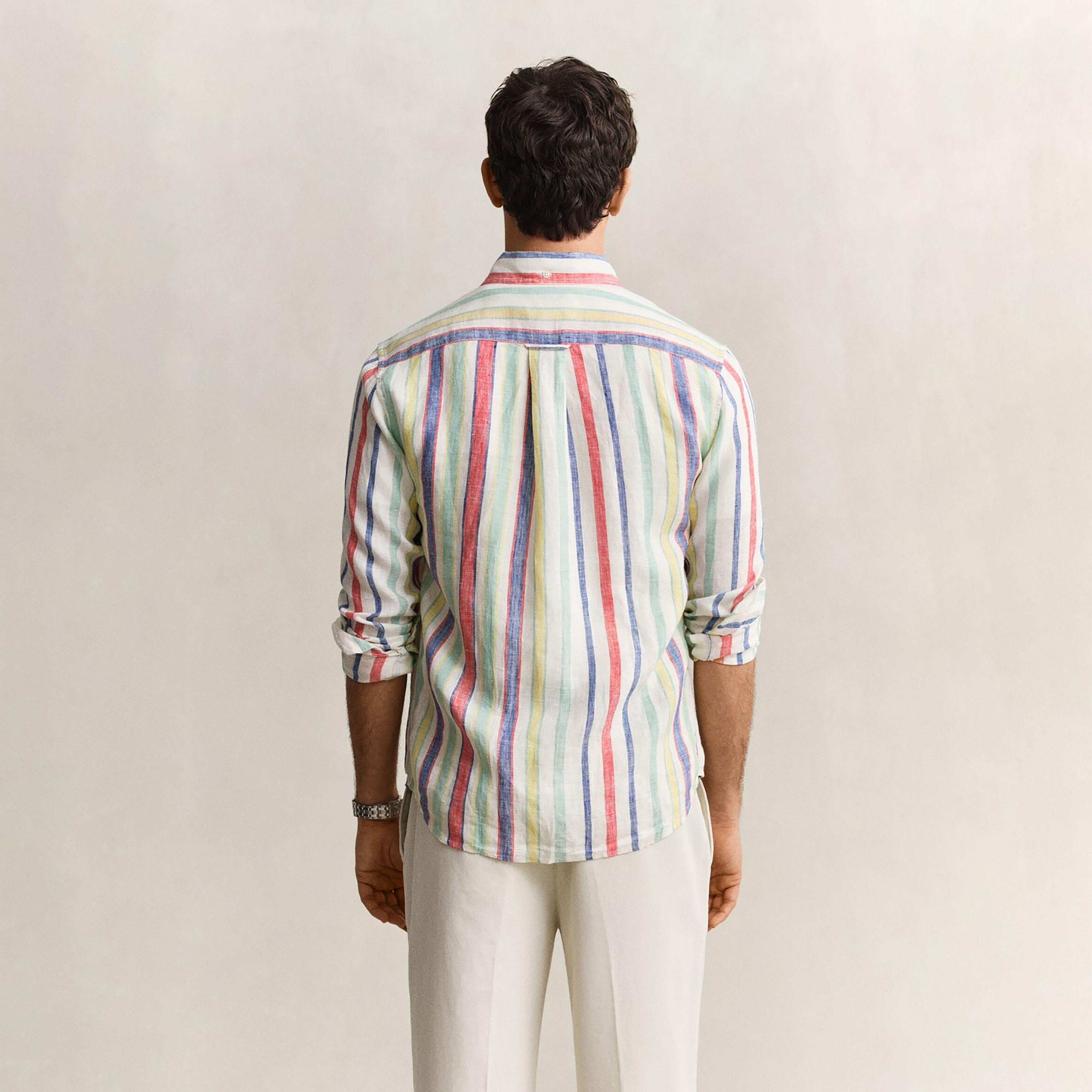 Gant Regular Fit Striped Collared Long Sleeves Men's Linen Shirt-men-clothing-shirts-image-4