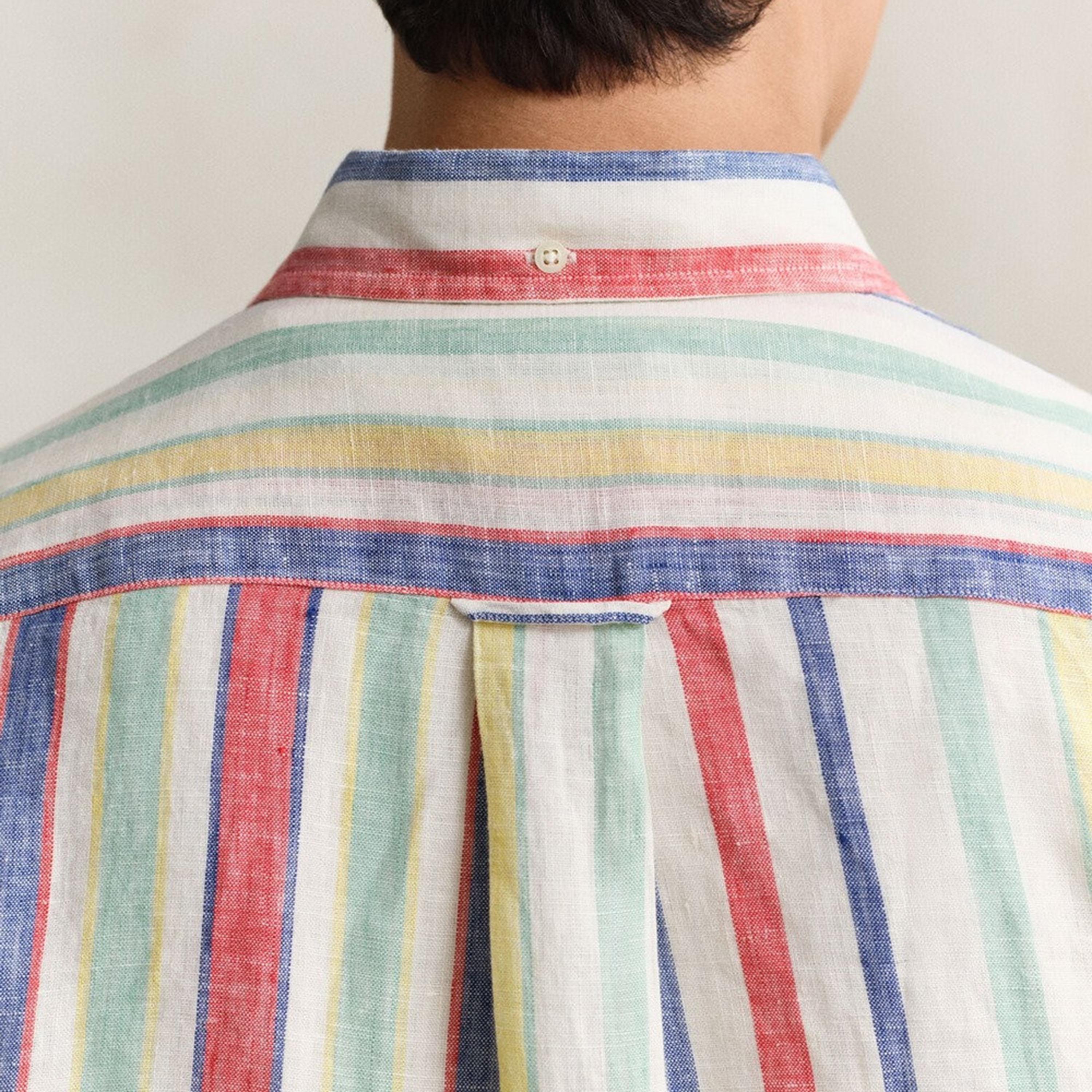 Gant Regular Fit Striped Collared Long Sleeves Men's Linen Shirt-men-clothing-shirts-image-5