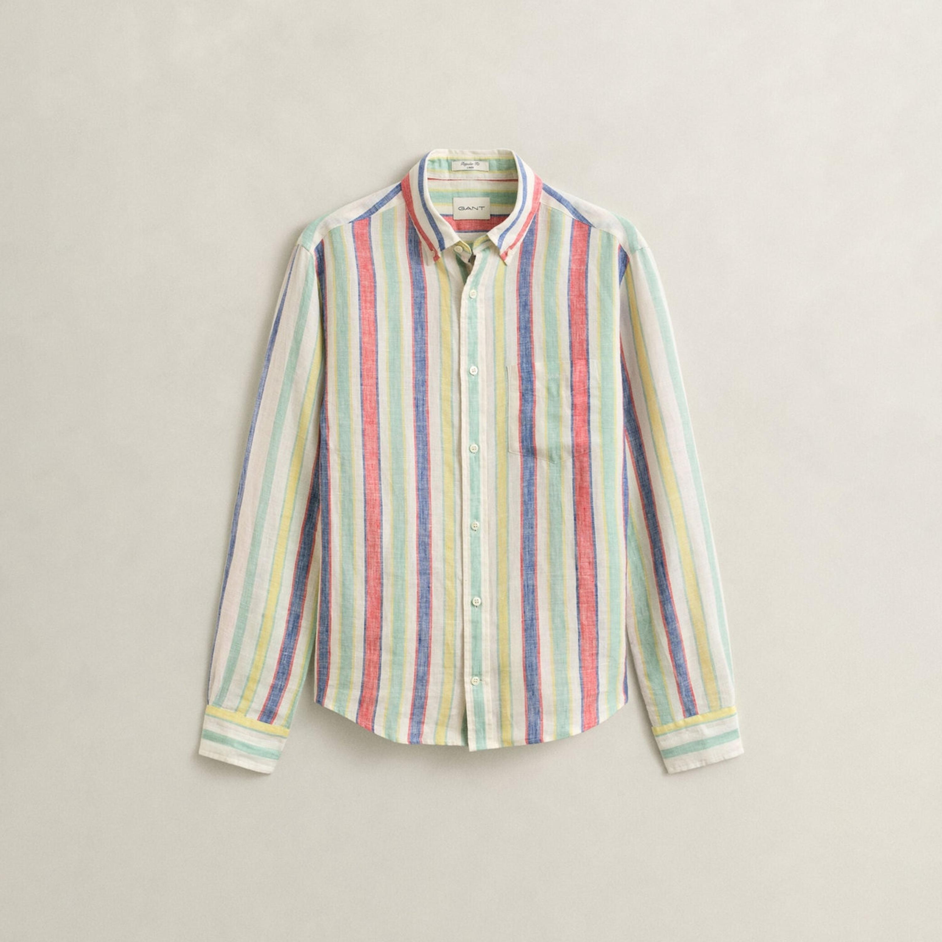 Gant Regular Fit Striped Collared Long Sleeves Men's Linen Shirt-men-clothing-shirts-image-6