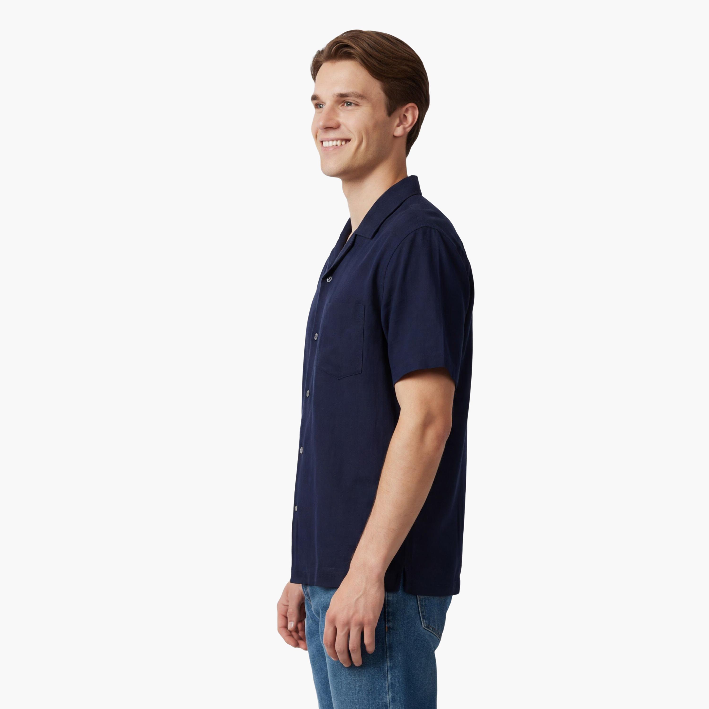 Gant Regular Fit Plain Resort Collar Short Sleeves Men's Shirt-men-clothing-shirts-image-3
