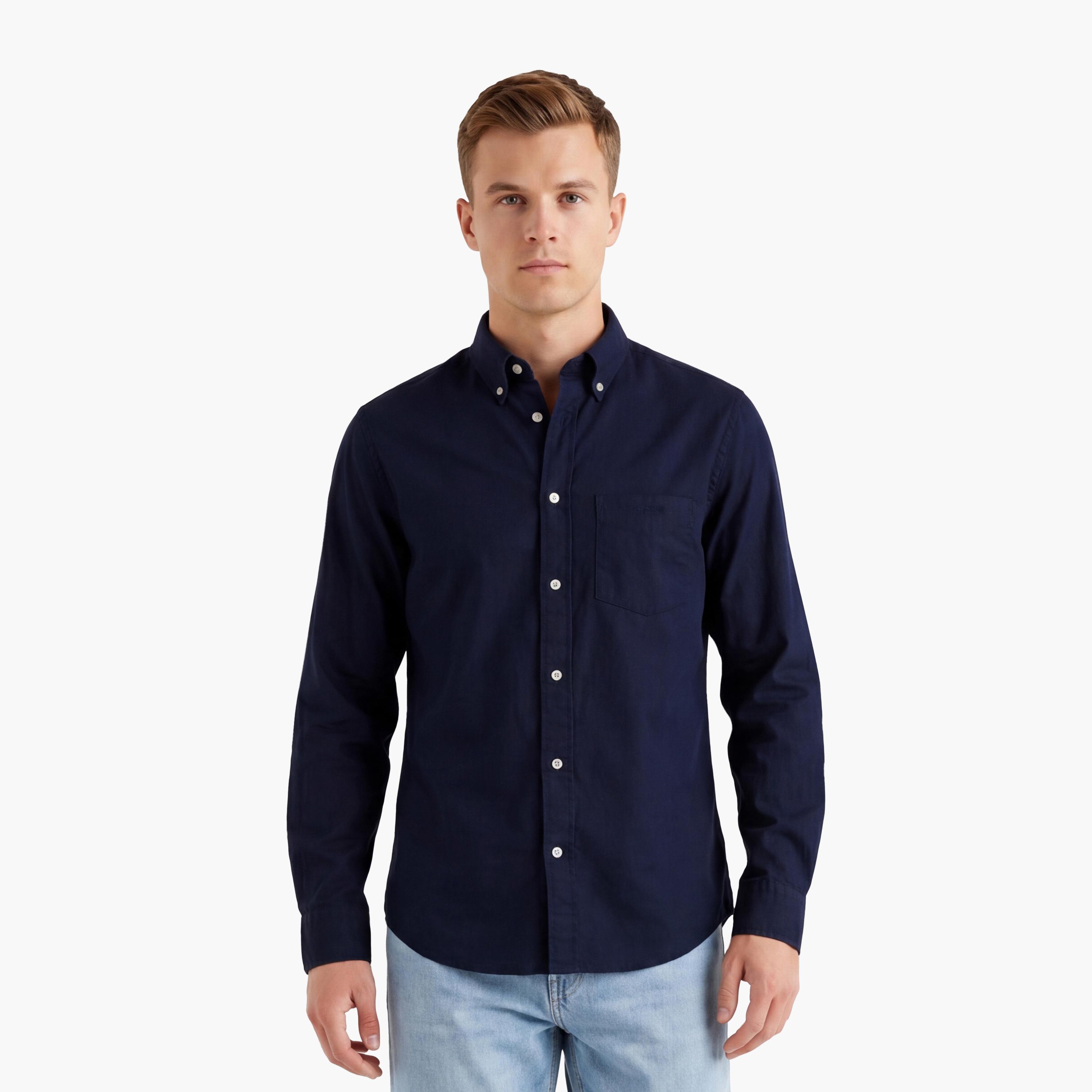 Gant Regular Fit Plain Button Down Collar Long Sleeves Men's Shirt-men-clothing-shirts-image-1